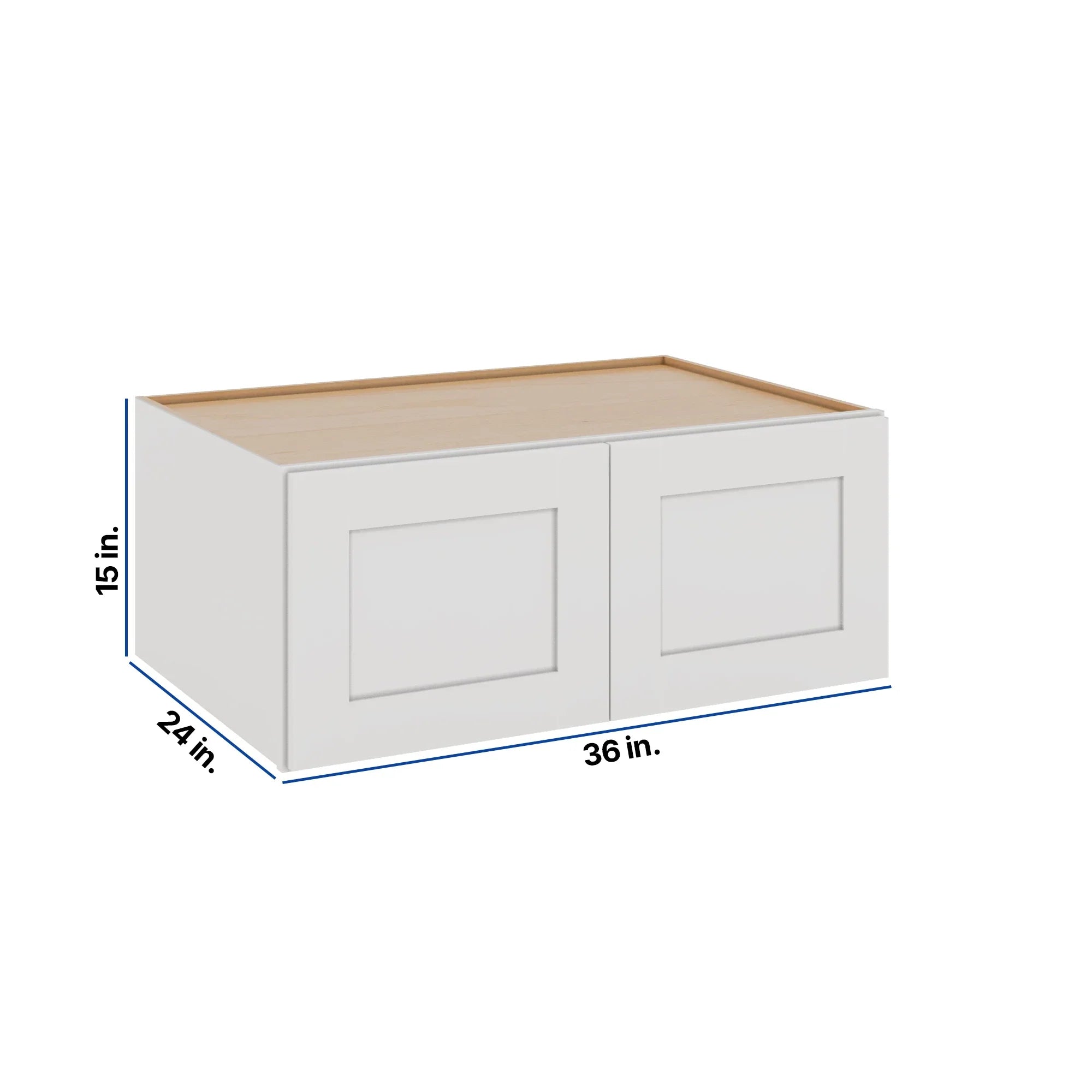 Modernform Cabinet White Shaker 36" W X 15" H X 24" D Double Door Wall Cabinet