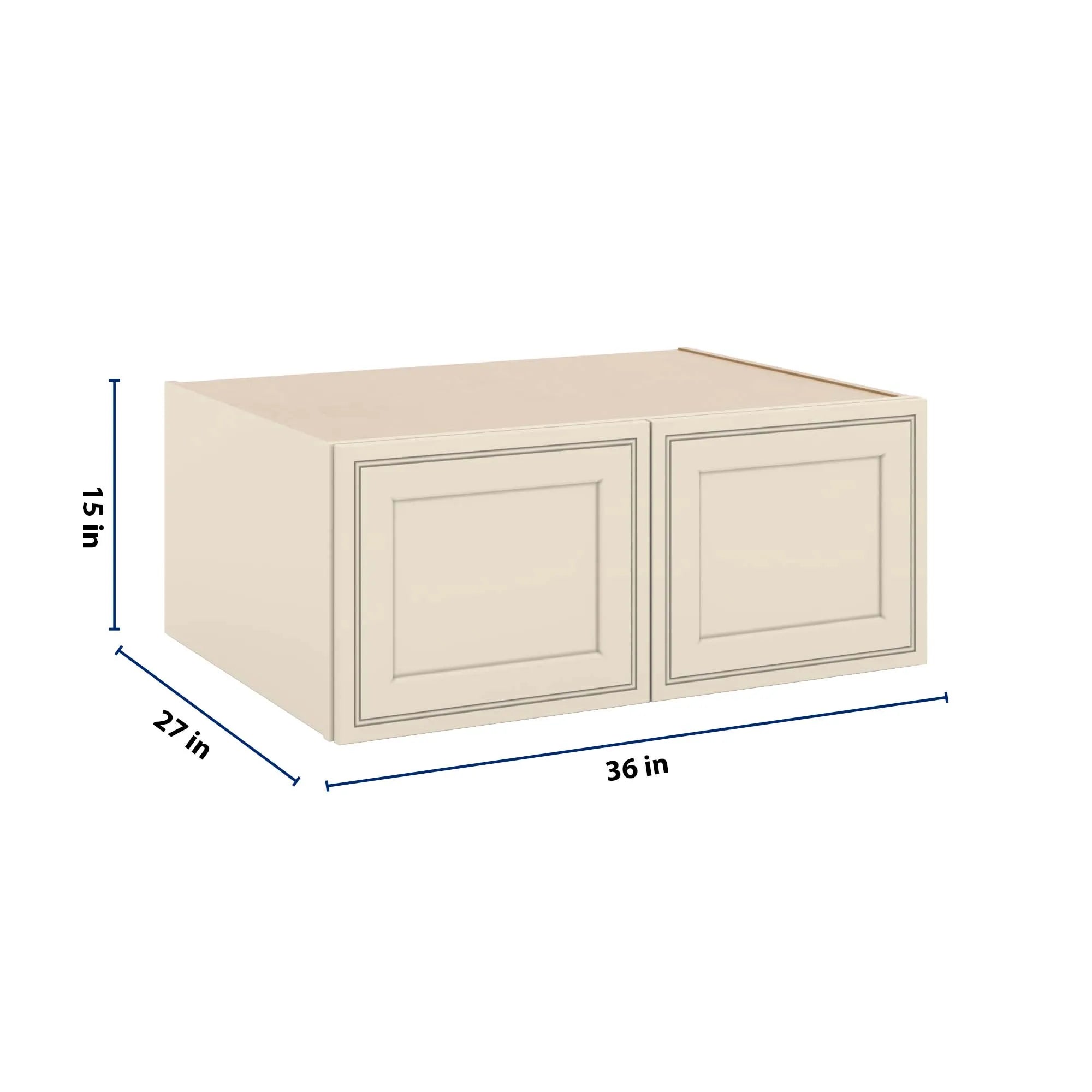 J&K Pearl Glazed H9 Refrigerator Wall Cabinet - 36" W x 15" H x 27" D
