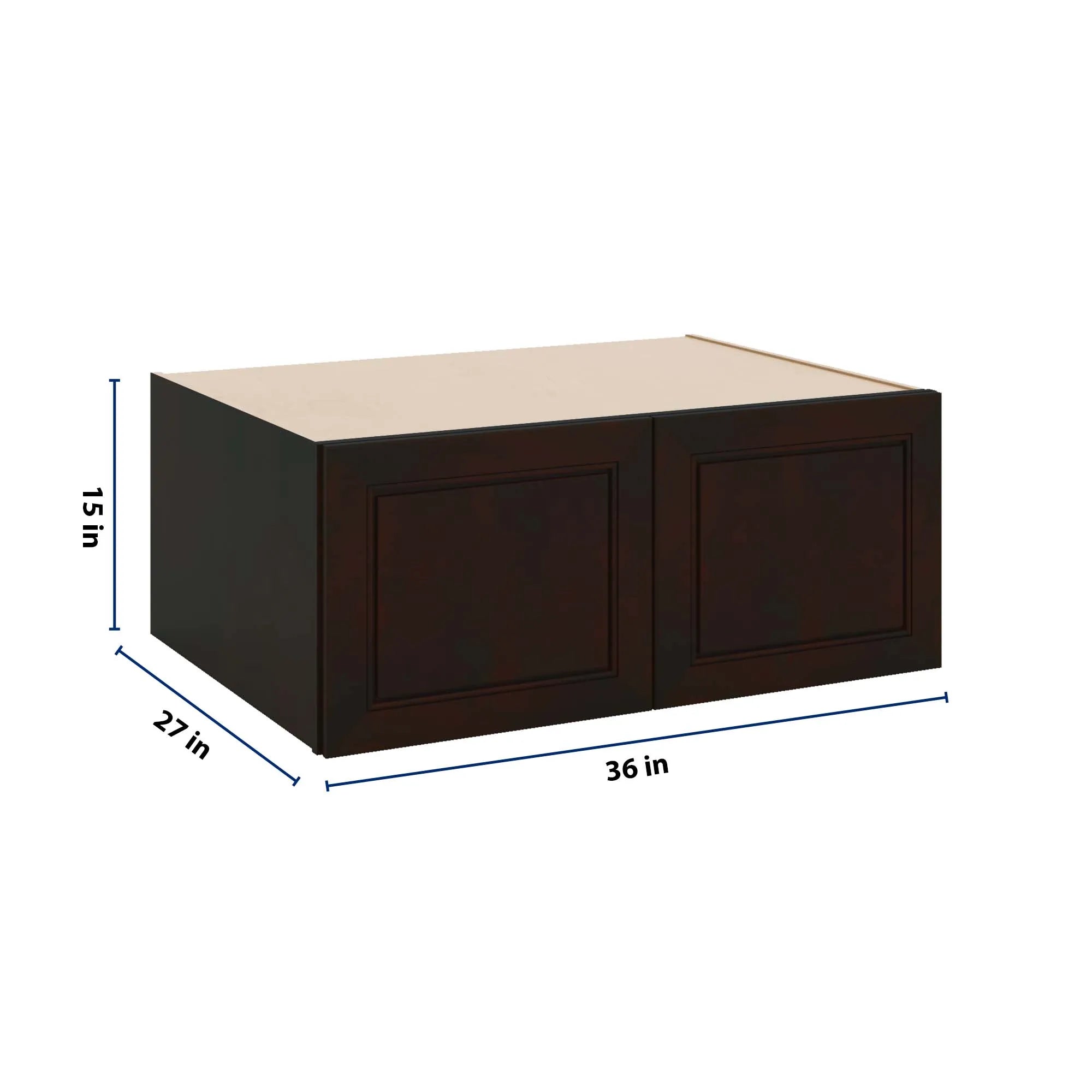 J&K Espresso K8 Refrigerator Wall Cabinet - 36" W x 15" H x 27" D