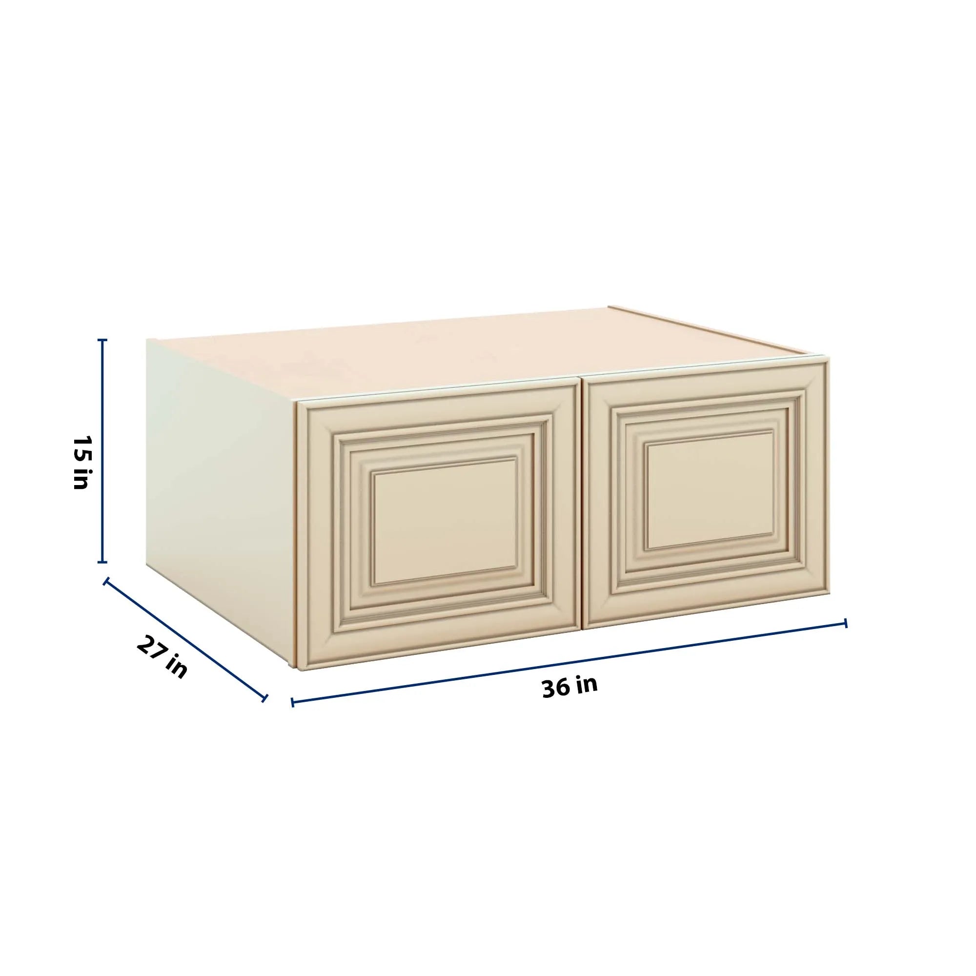 J&K Creme Glazed A7 Refrigerator Wall Cabinet - 36" W x 15" H x 27" D
