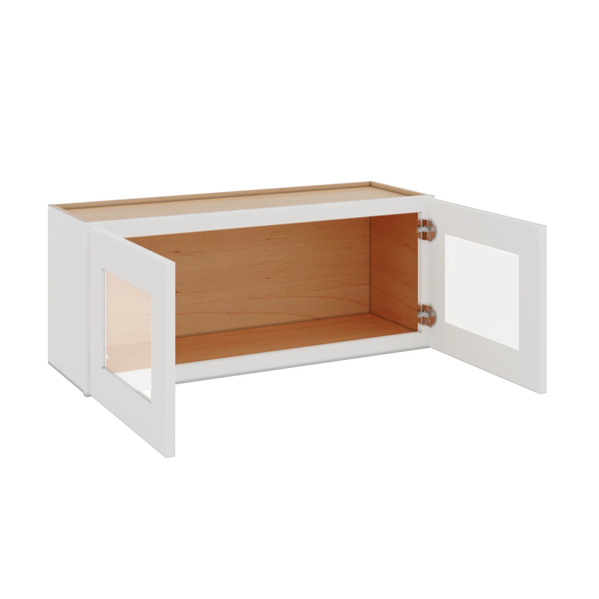 Modernform Cabinet White Shaker 36" W X 15" H X 12" D Double Glass Door Wall Cabinet