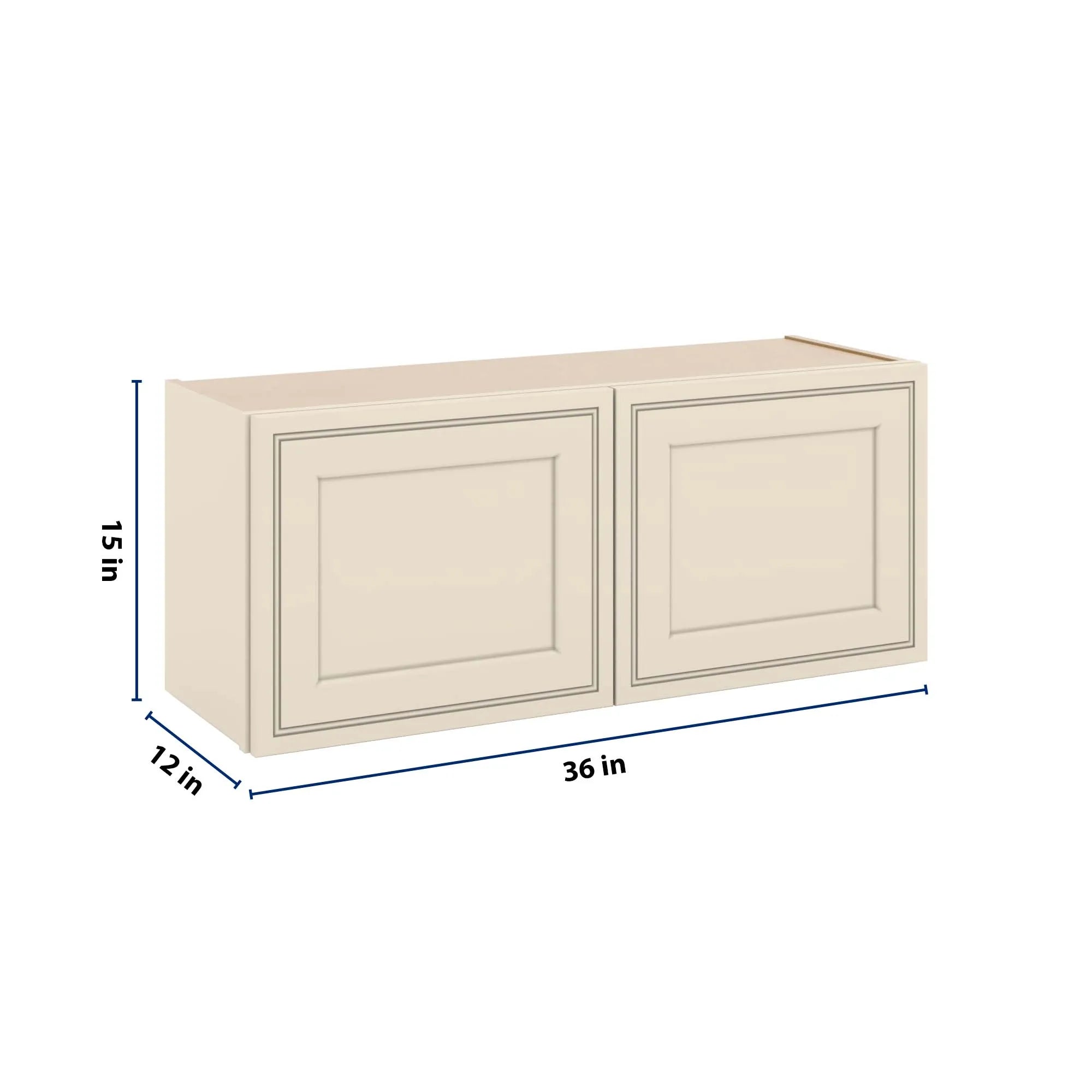 J&K Pearl Glazed H9 Double Door Wall Cabinet - 36" W x 15" H