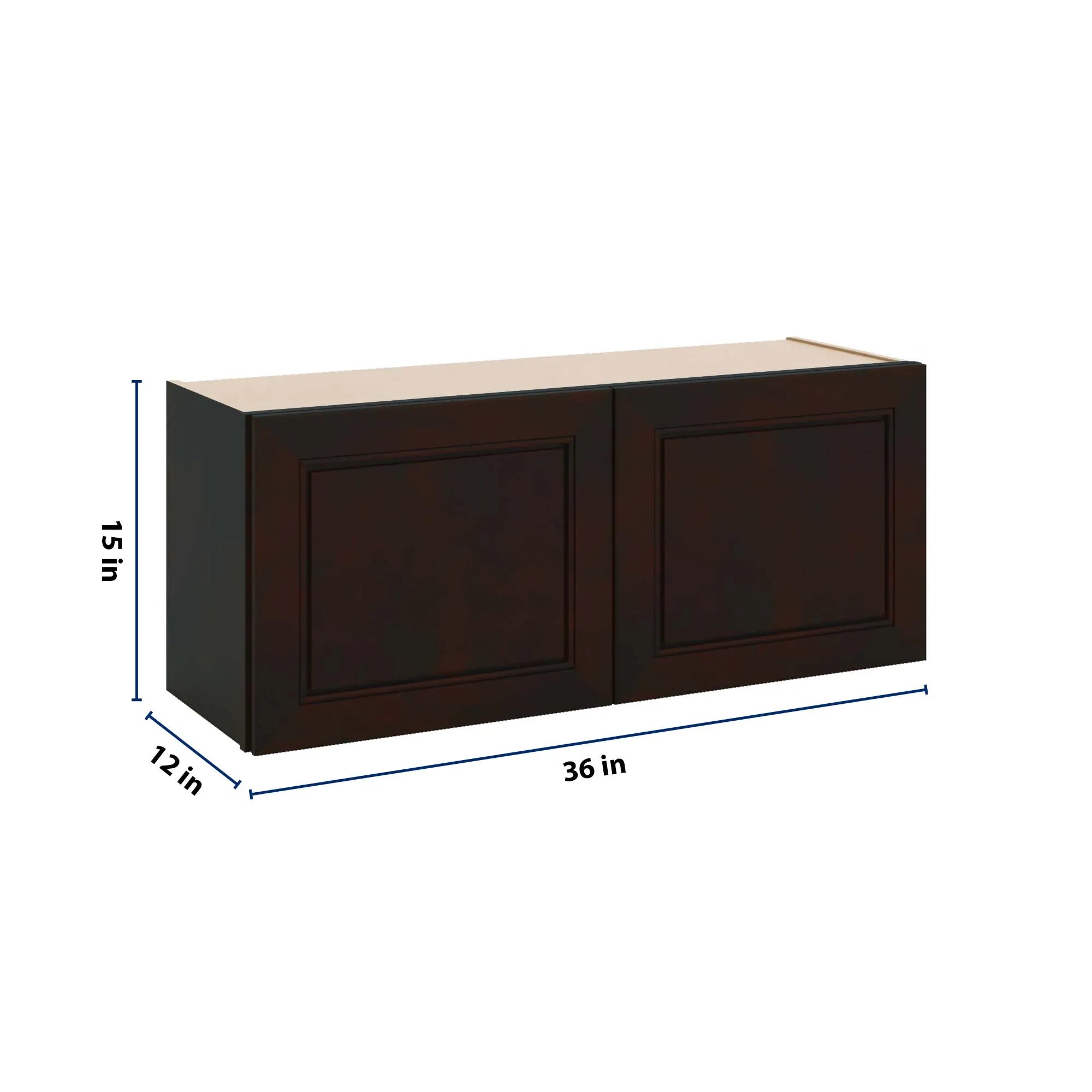 J&K Espresso K8 Double Door Wall Cabinet - 36" W x 15" H