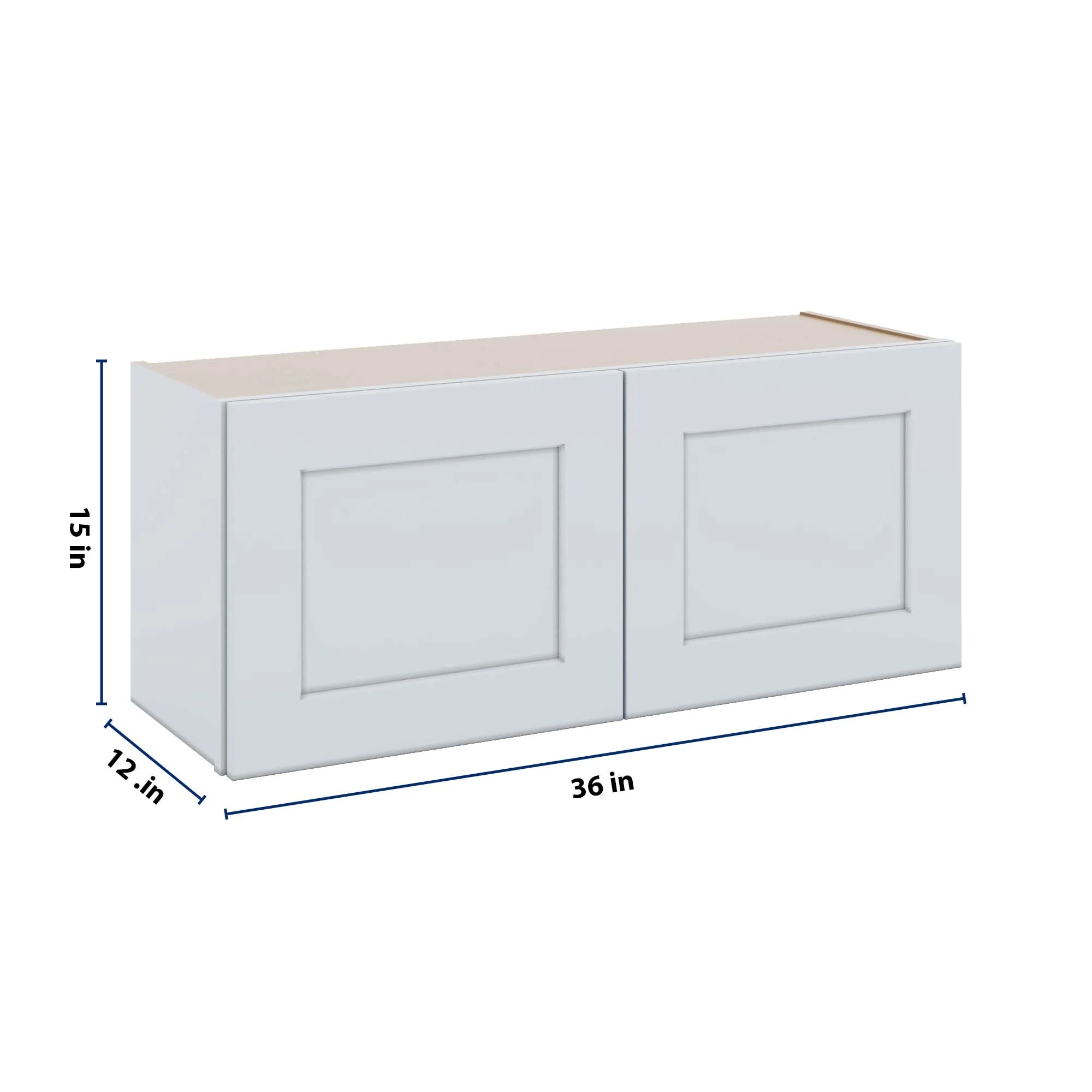 J&K White Shaker S8 Double Door Wall Cabinet - 36" W x 15" H