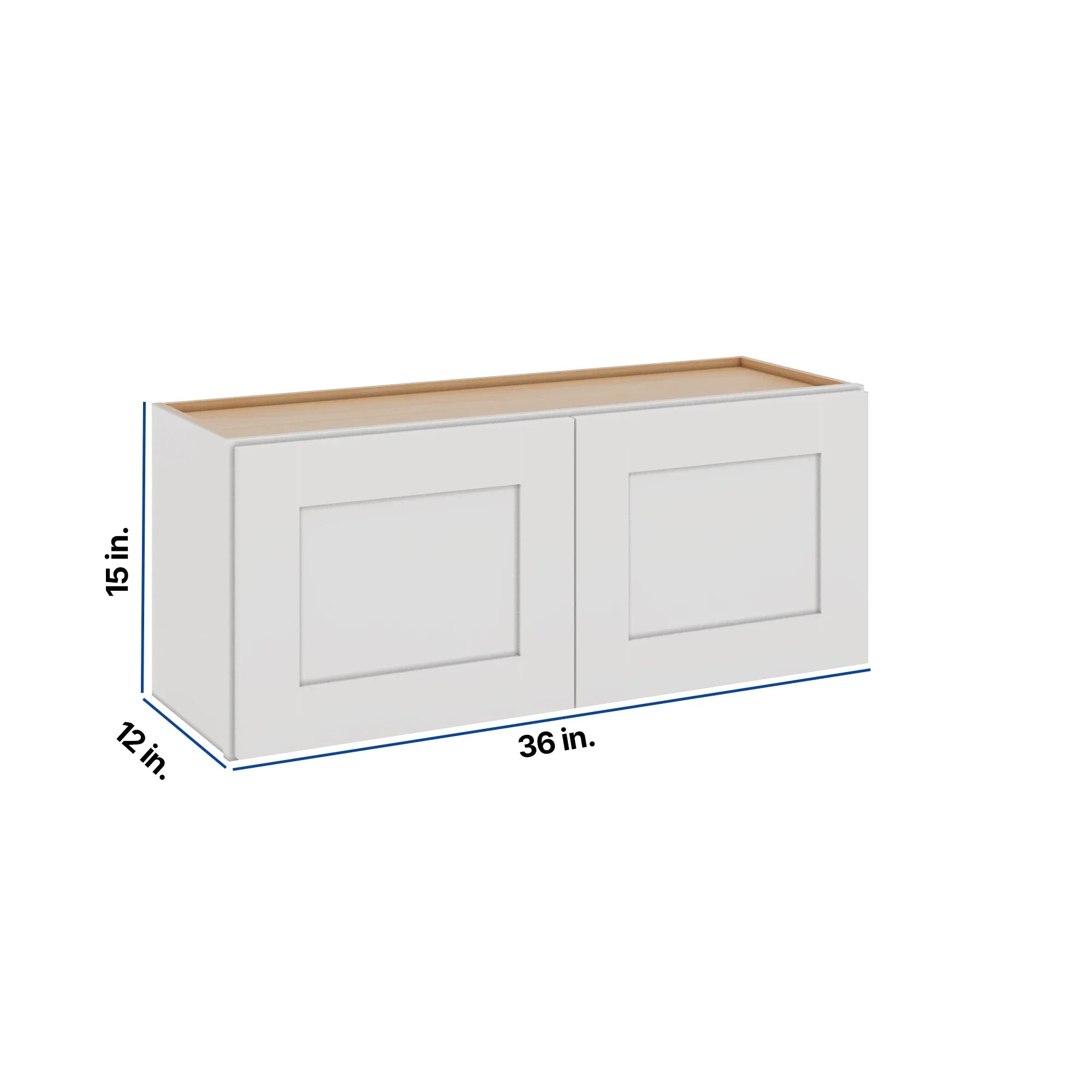 Modernform Cabinet White Shaker 36" W X 15" H X 12" D Double Door Wall Cabinet