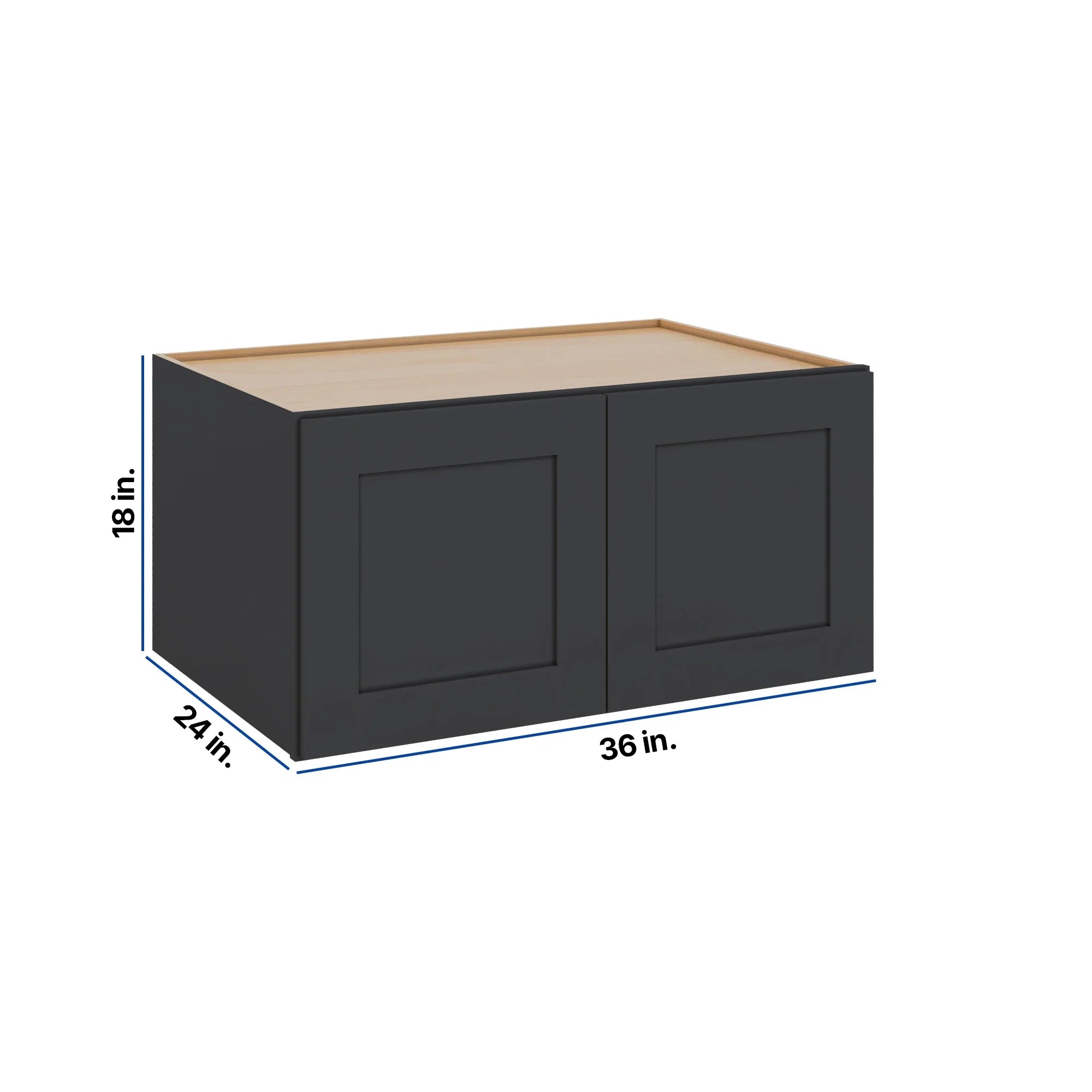 Modernform Cabinet Onyx Black Shaker 36" W X 18" H X 24" D Double Door Wall Cabinet