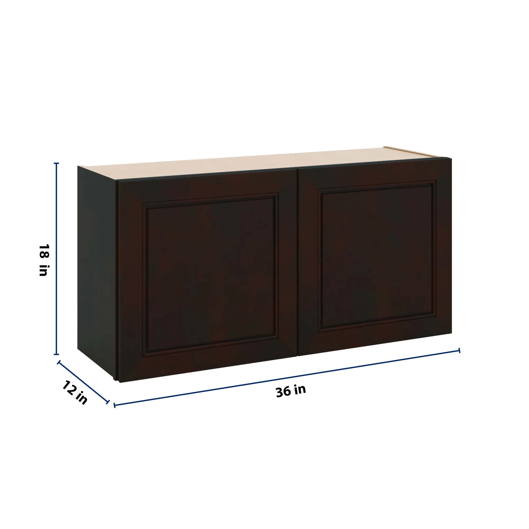 J&K Espresso K8 Double Door Wall Cabinet - 36" W x 18" H