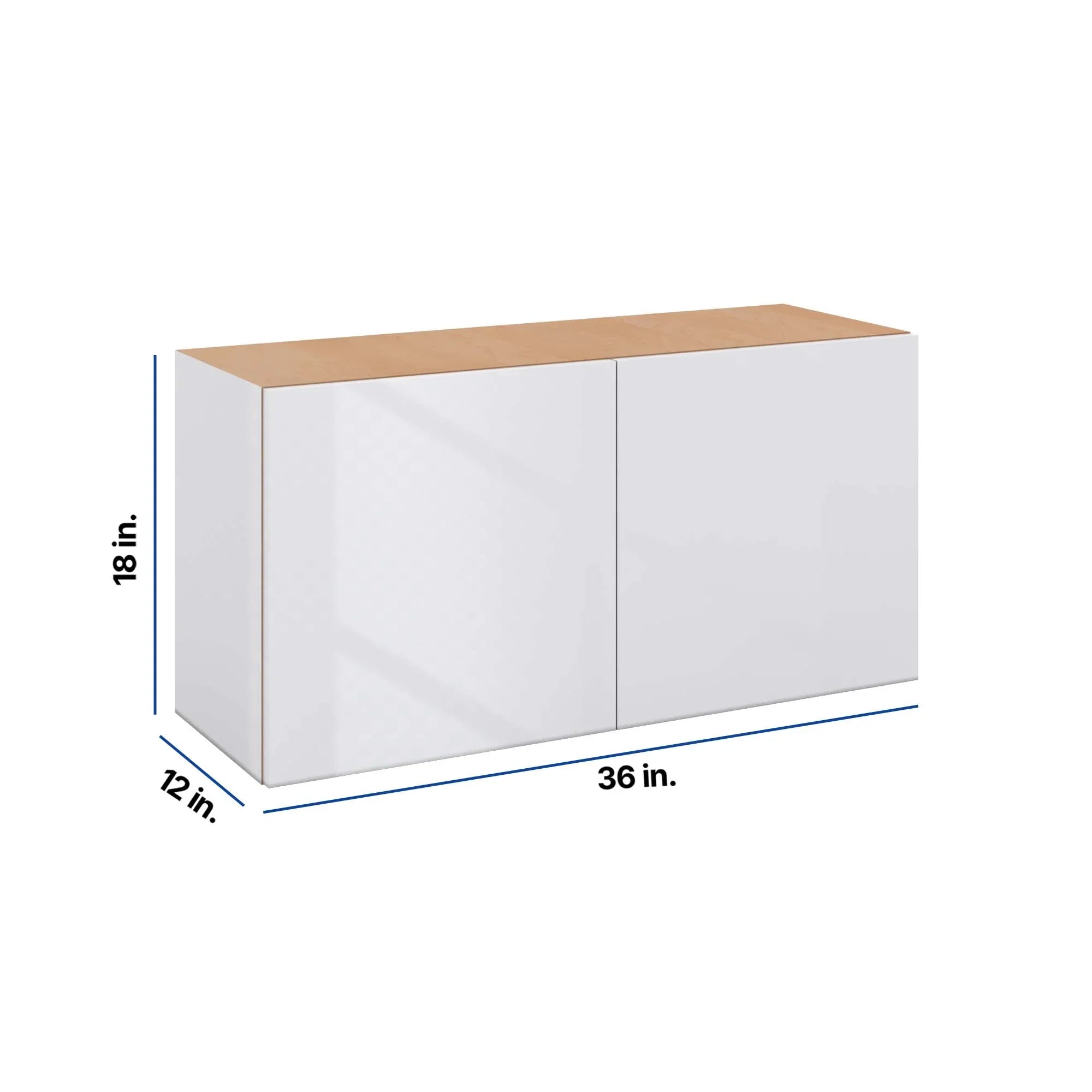 Modernform Cabinet Gloss White 36" W X 18" H X 12" D Double Door Wall Cabinet