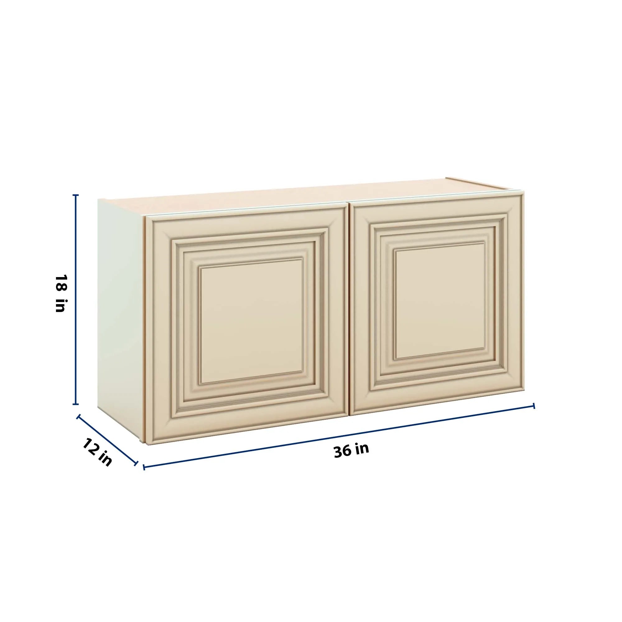 J&K Creme Glazed A7 Double Door Wall Cabinet - 36" W x 18" H