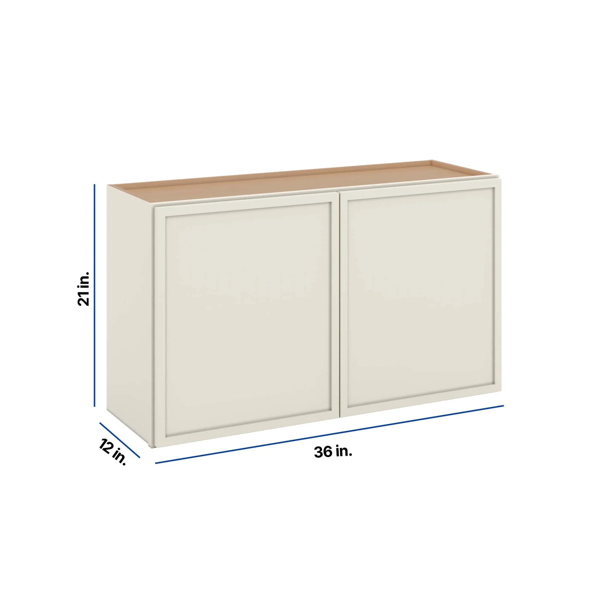 Modernform Cabinet Slim Dove White 36" W X 21" H X 12" D Double Door Wall Cabinet