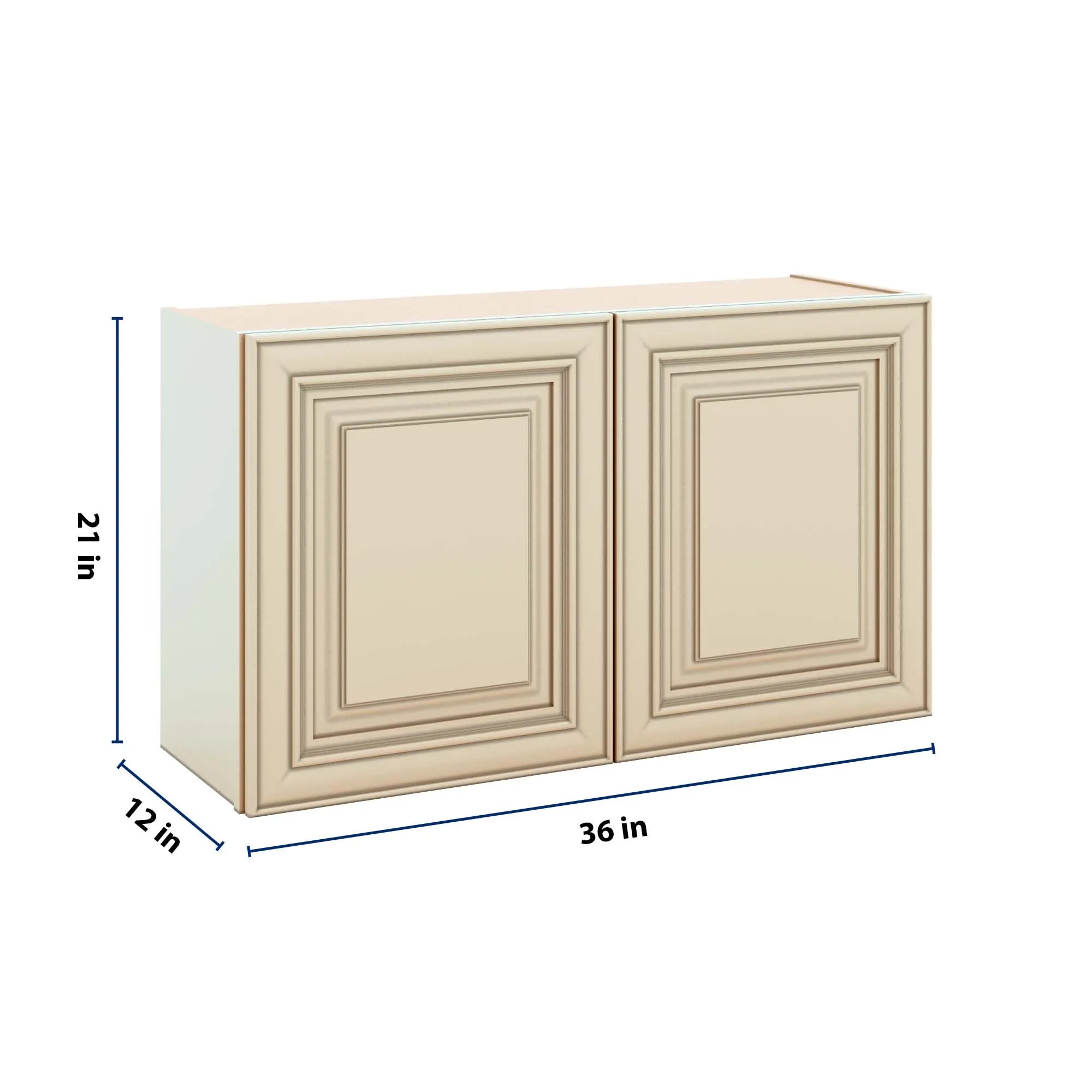 J&K Creme Glazed A7 Double Door Wall Cabinet - 36" W x 21" H