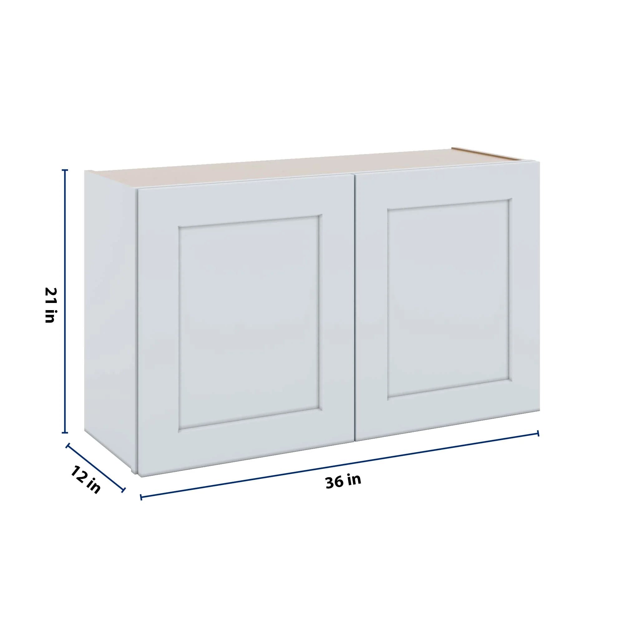 J&K White Shaker S8 Double Door Wall Cabinet - 36" W x 21" H
