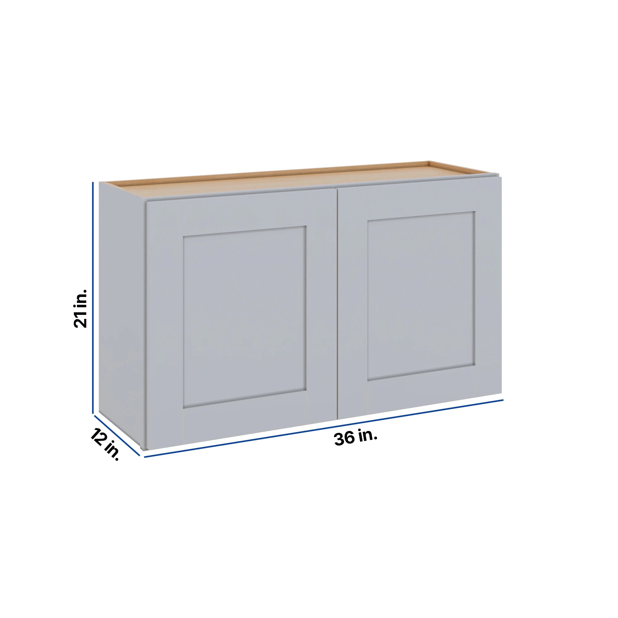Modernform Cabinet Grey Shaker 36" W X 21" H X 12" D Double Door Wall Cabinet