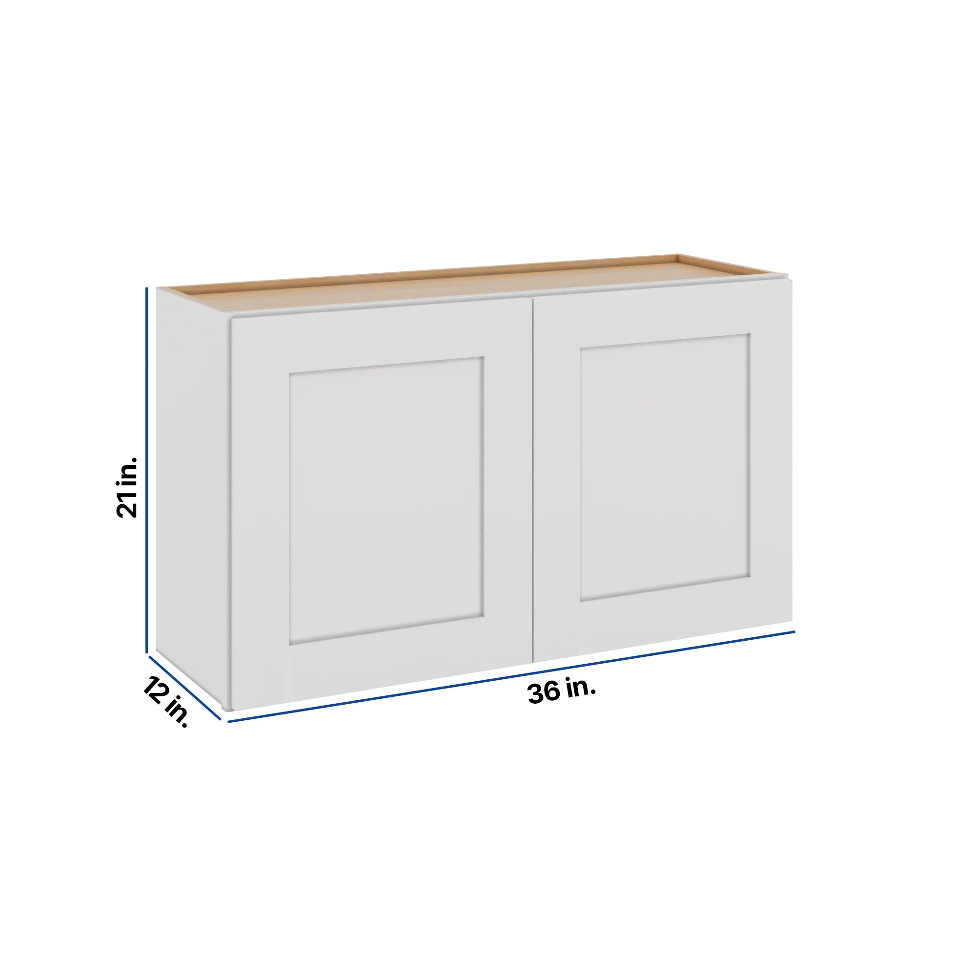 Modernform Cabinet White Shaker 36" W X 21" H X 12" D Double Door Wall Cabinet