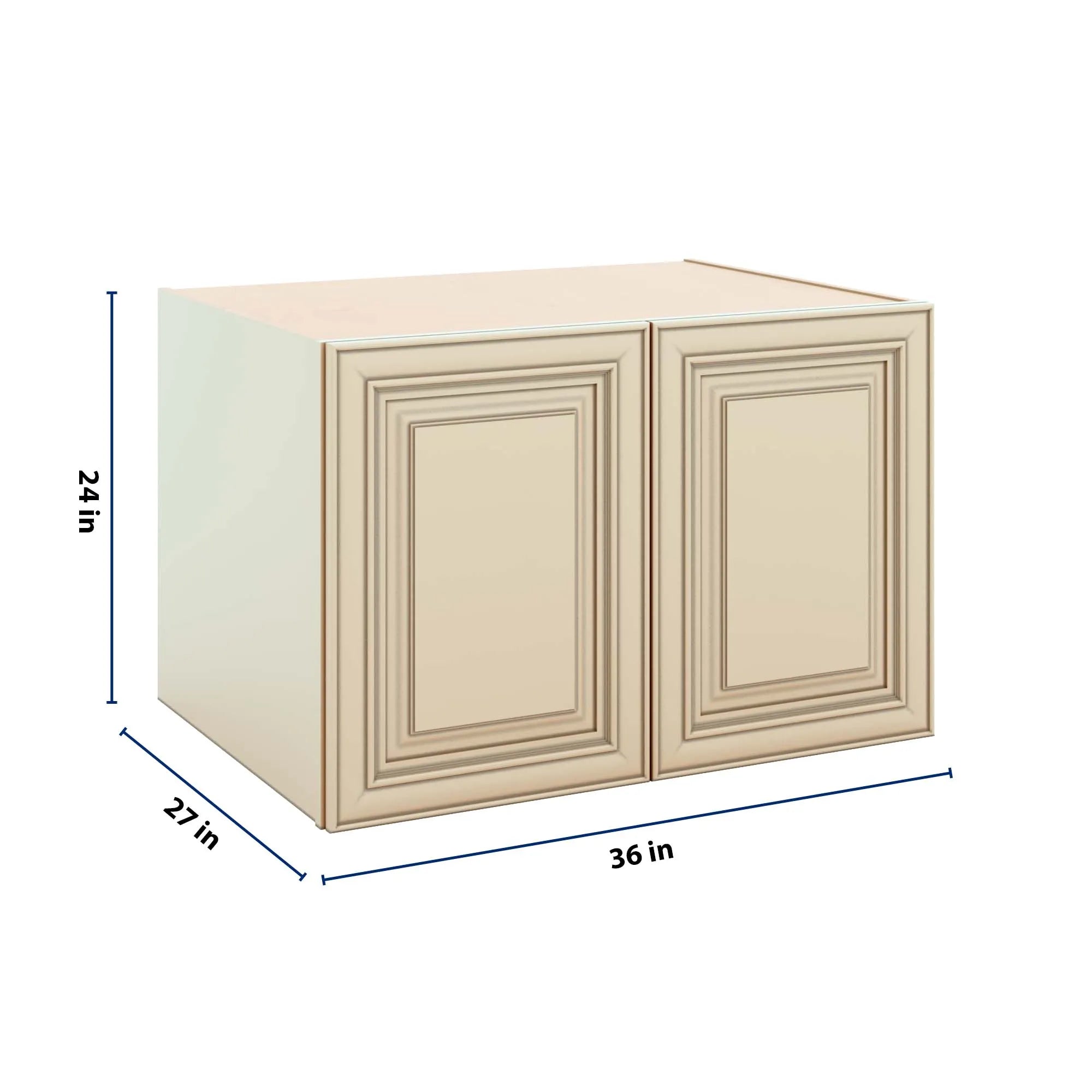 J&K Creme Glazed A7 Refrigerator Wall Cabinet - 36" W x 24" H x 27" D