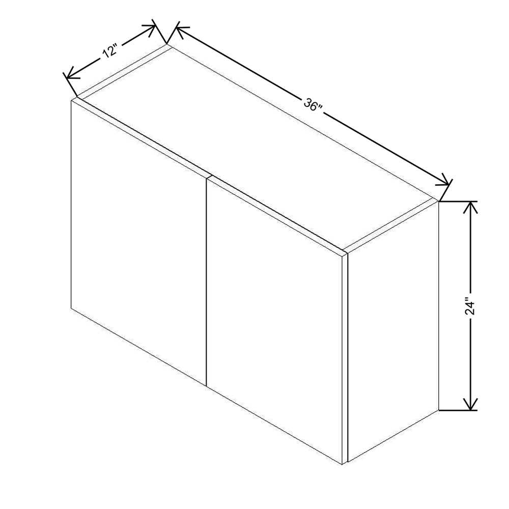 CNC Country Oak Honey 36" W X 24" H Double Door Wall Cabinet