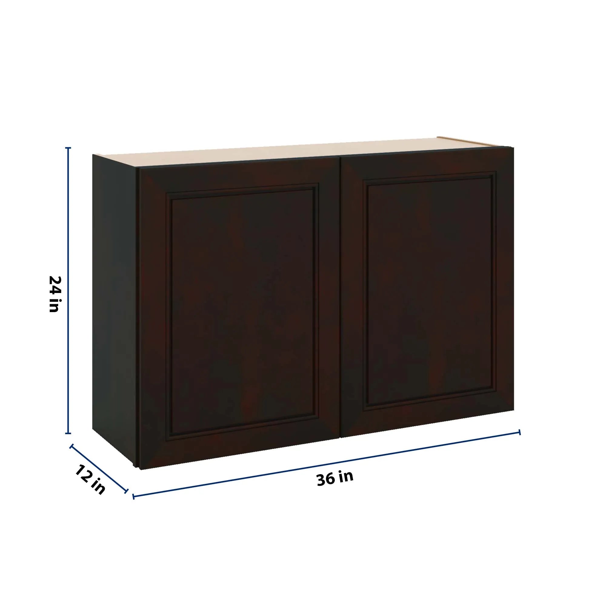 J&K Espresso K8 Double Door Wall Cabinet - 36" W x 24" H
