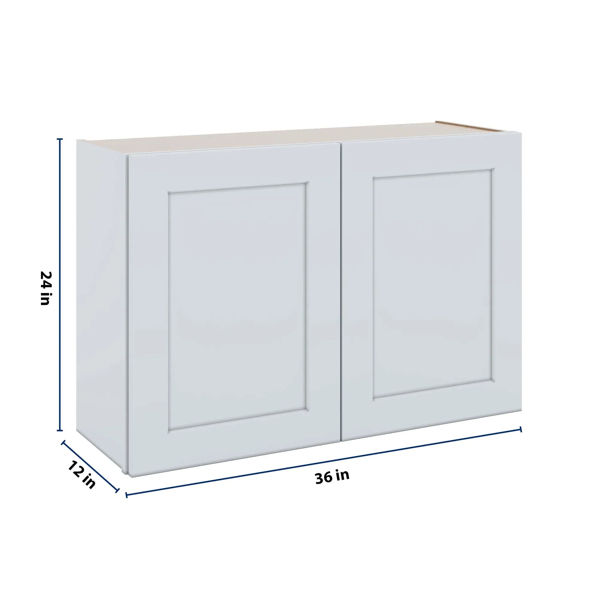 J&K White Shaker S8 Double Door Wall Cabinet - 36" W x 24" H