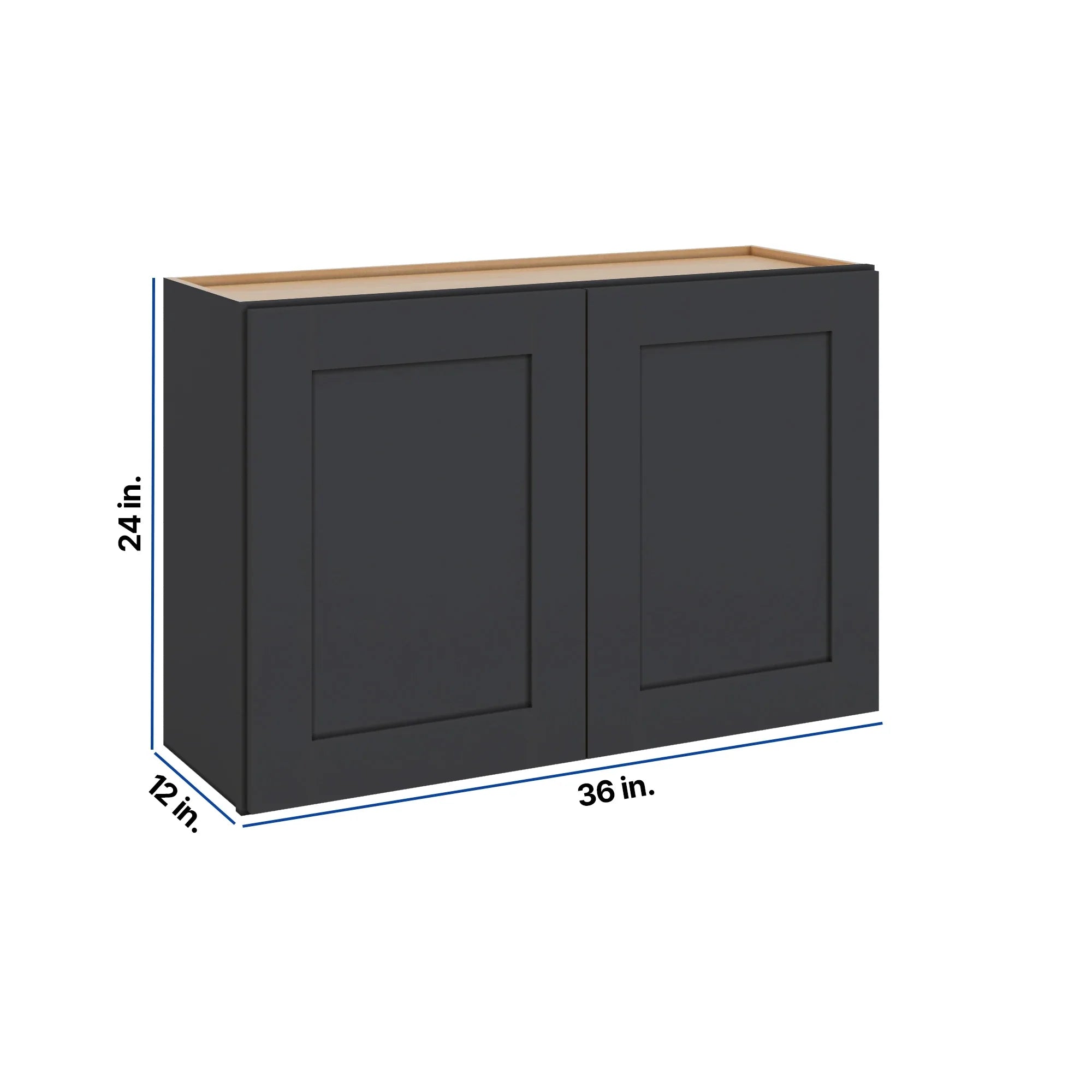 Modernform Cabinet Onyx Black Shaker 36" W X 24" H X 12" D Double Door Wall Cabinet