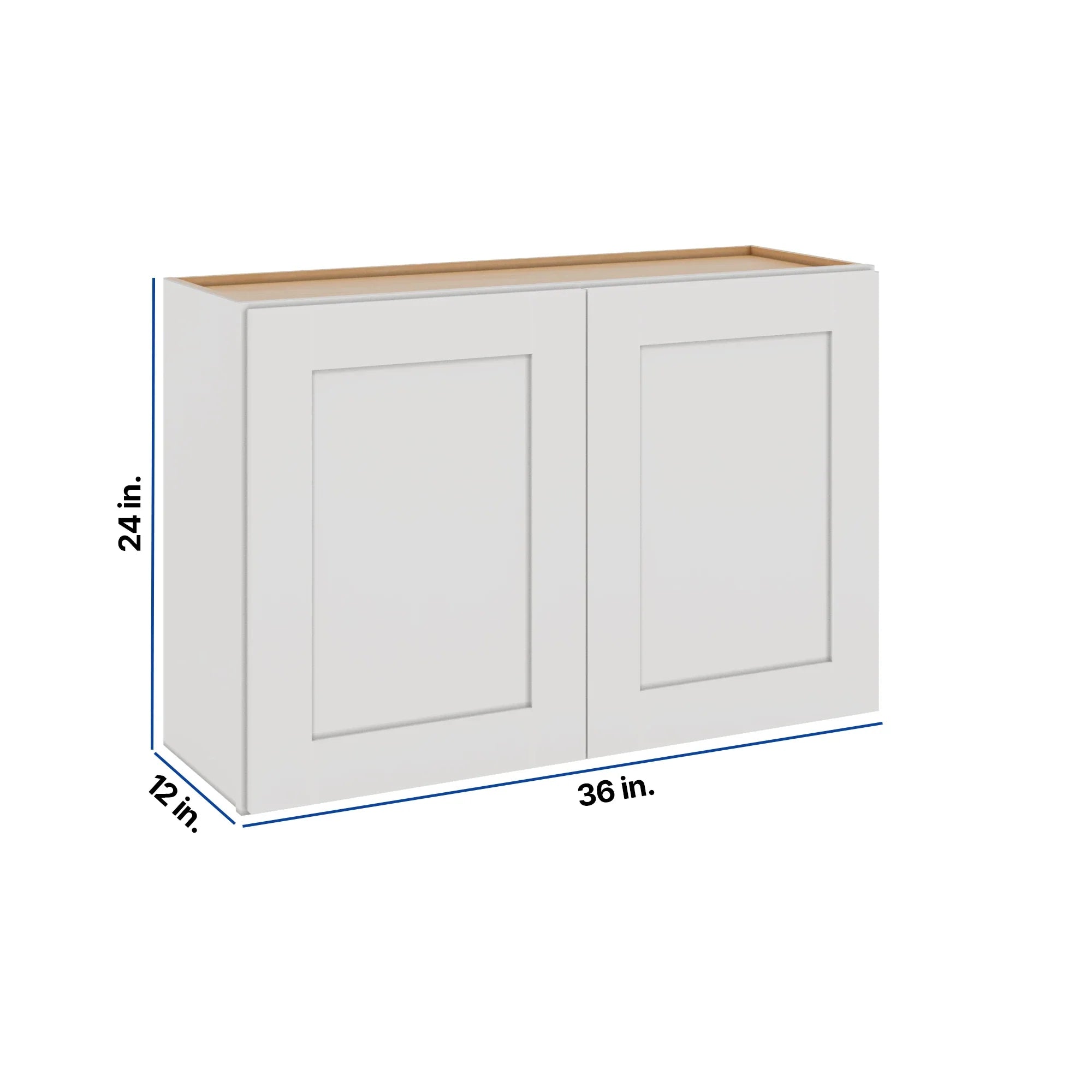 Modernform Cabinet White Shaker 36" W X 24" H X 12" D Double Door Wall Cabinet