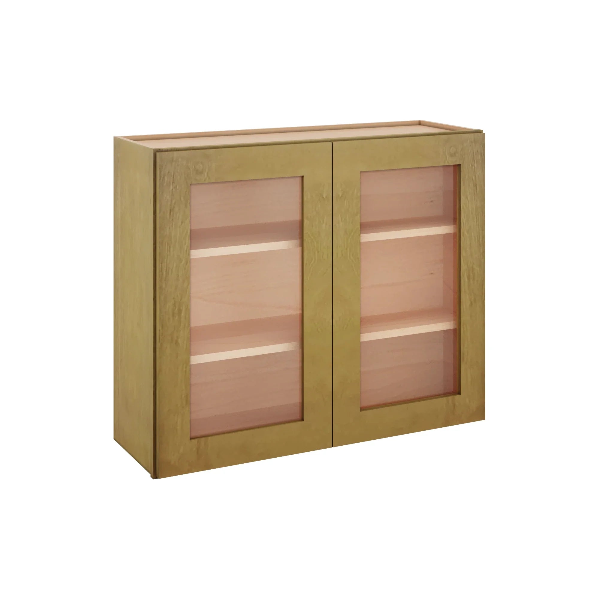 Modernform Cabinet Natural Shaker 36" W X 30" H X 12" D Double Glass Door Wall Cabinet
