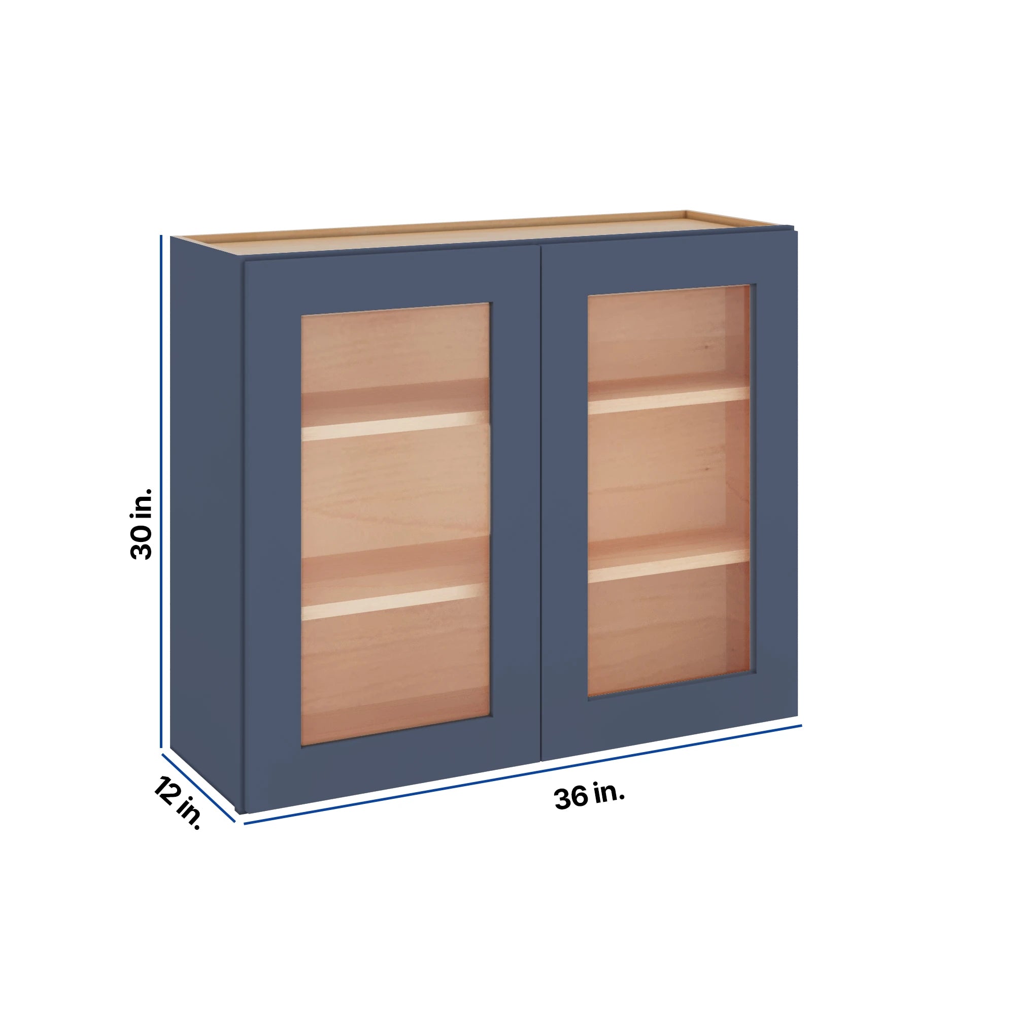 Modernform Cabinet Signature Blue 36" W X 30" H X 12" D Double Glass Door Wall Cabinet