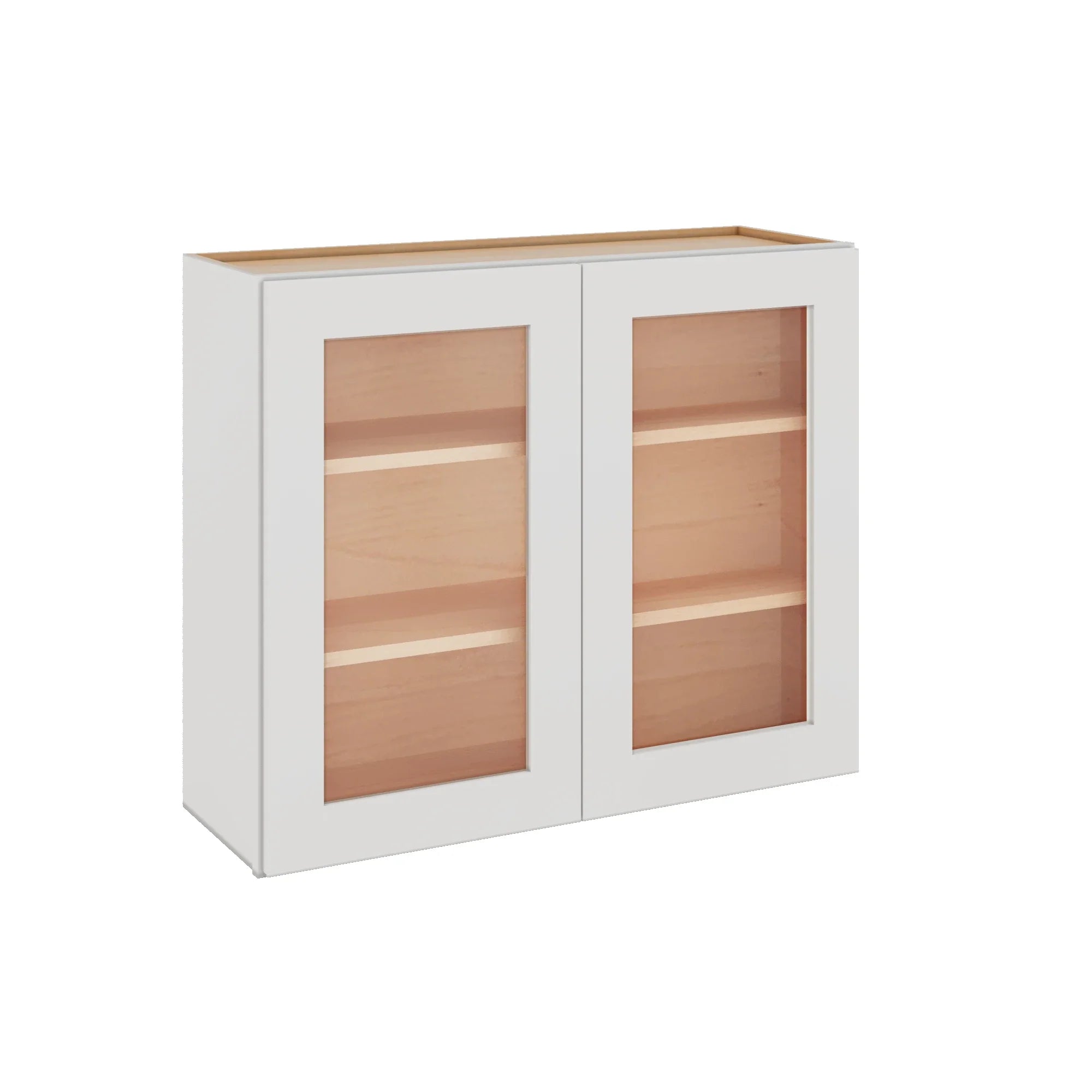 Modernform Cabinet White Shaker 36" W X 30" H X 12" D Double Glass Door Wall Cabinet