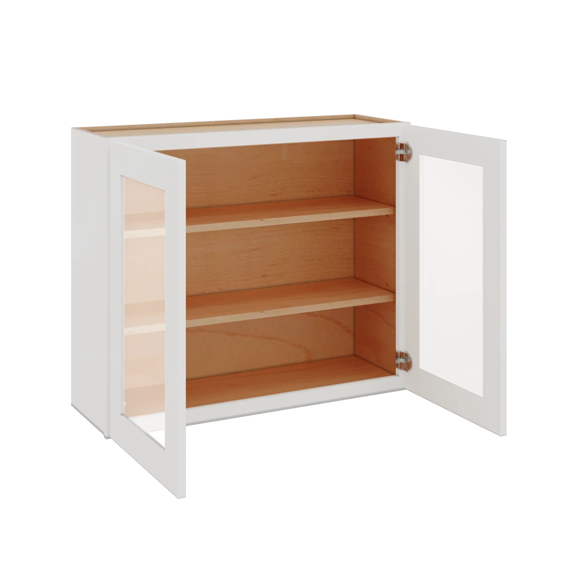 Modernform Cabinet White Shaker 36" W X 30" H X 12" D Double Glass Door Wall Cabinet