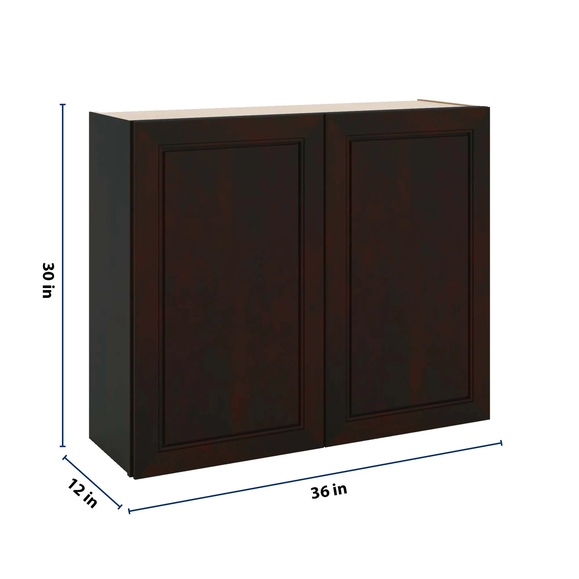 J&K Espresso K8 Double Door Wall Cabinet - 36" W x 30" H