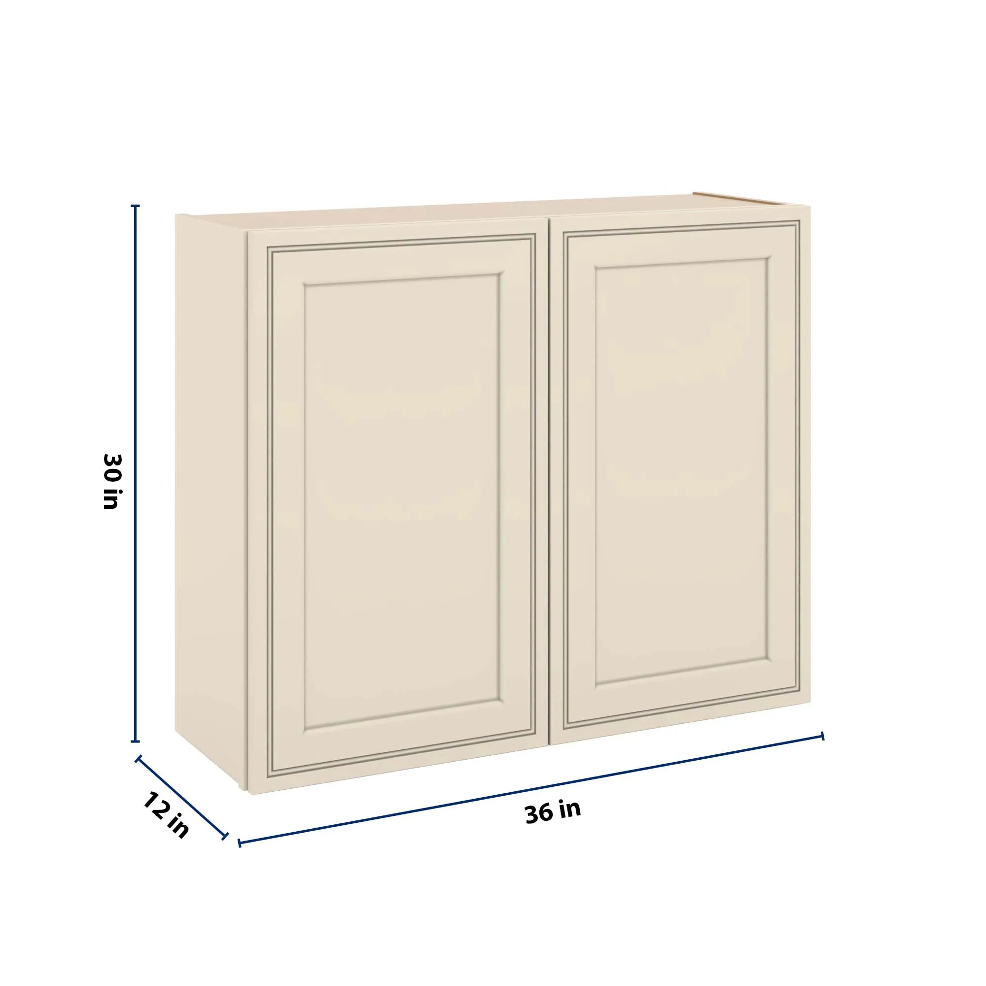 J&K Pearl Glazed H9 Double Door Wall Cabinet - 36" W x 30" H