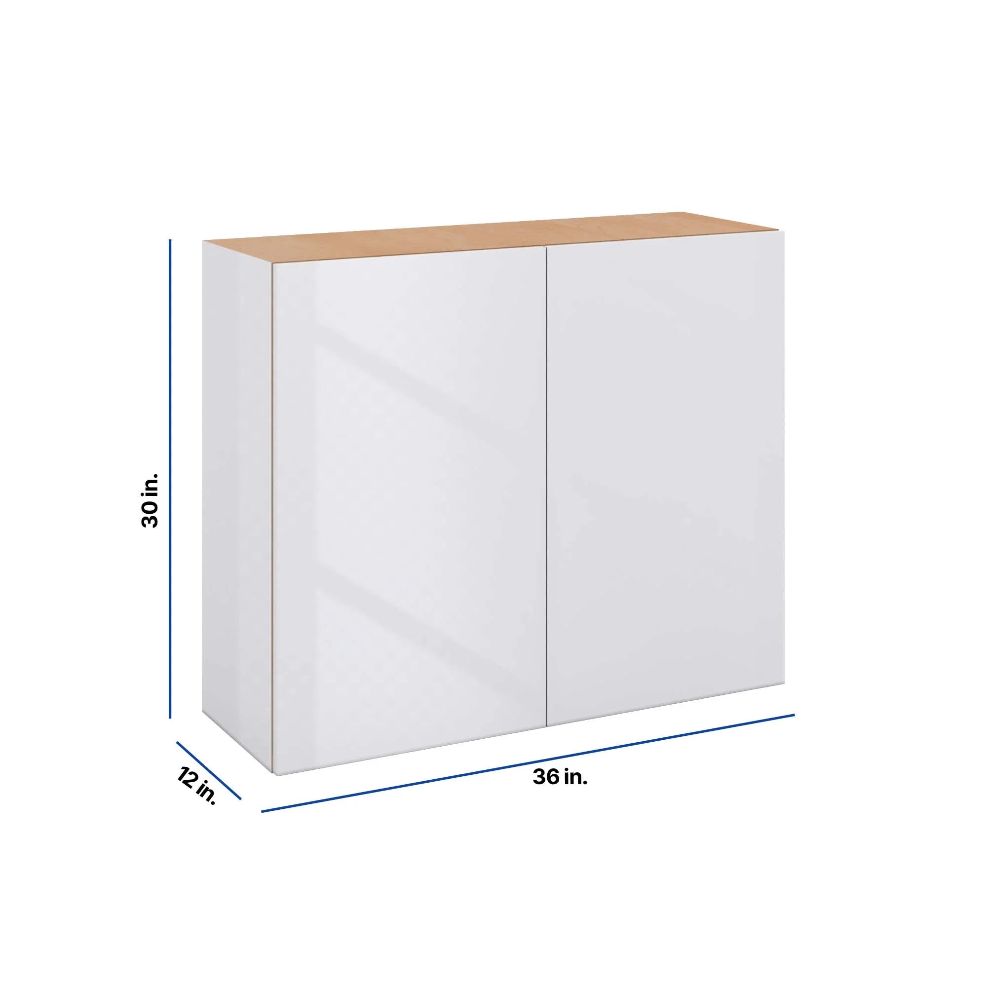 Modernform Cabinet Gloss White 36" W X 30" H X 12" D Double Door Wall Cabinet