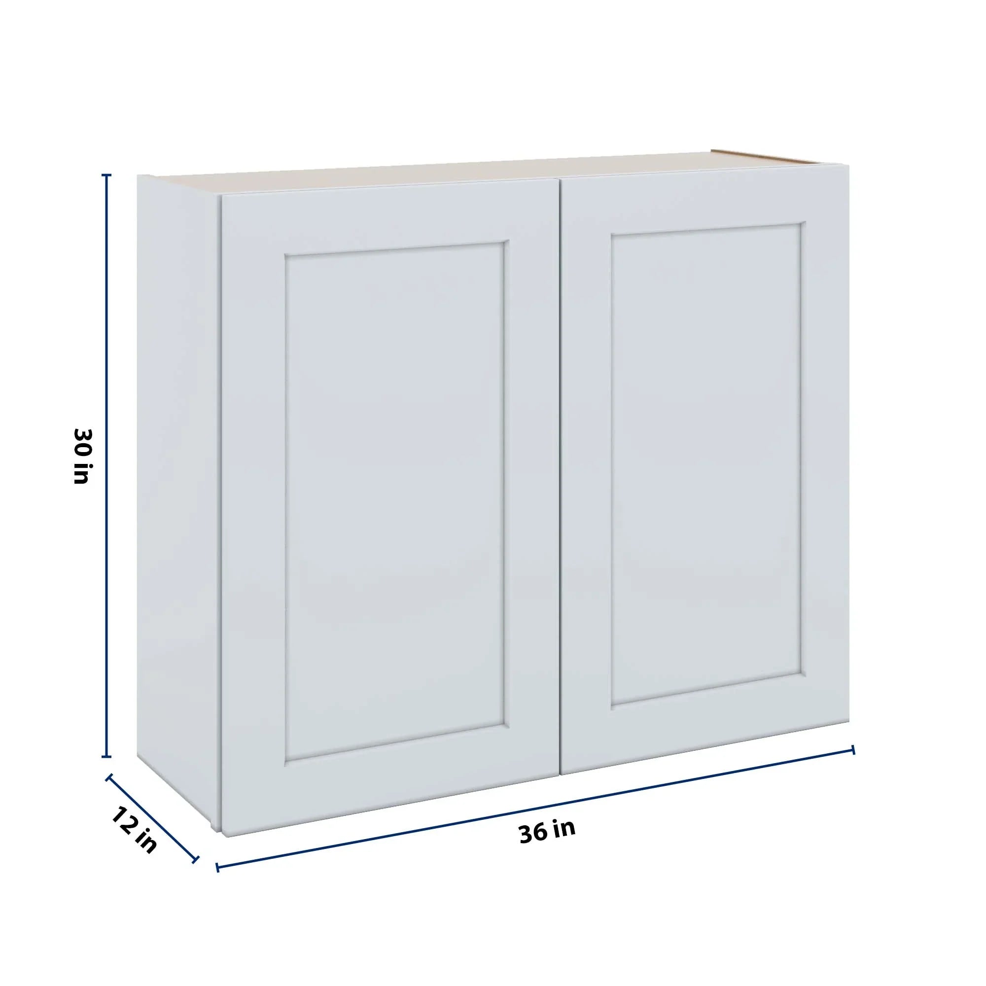J&K White Shaker S8 Double Door Wall Cabinet - 36" W x 30" H