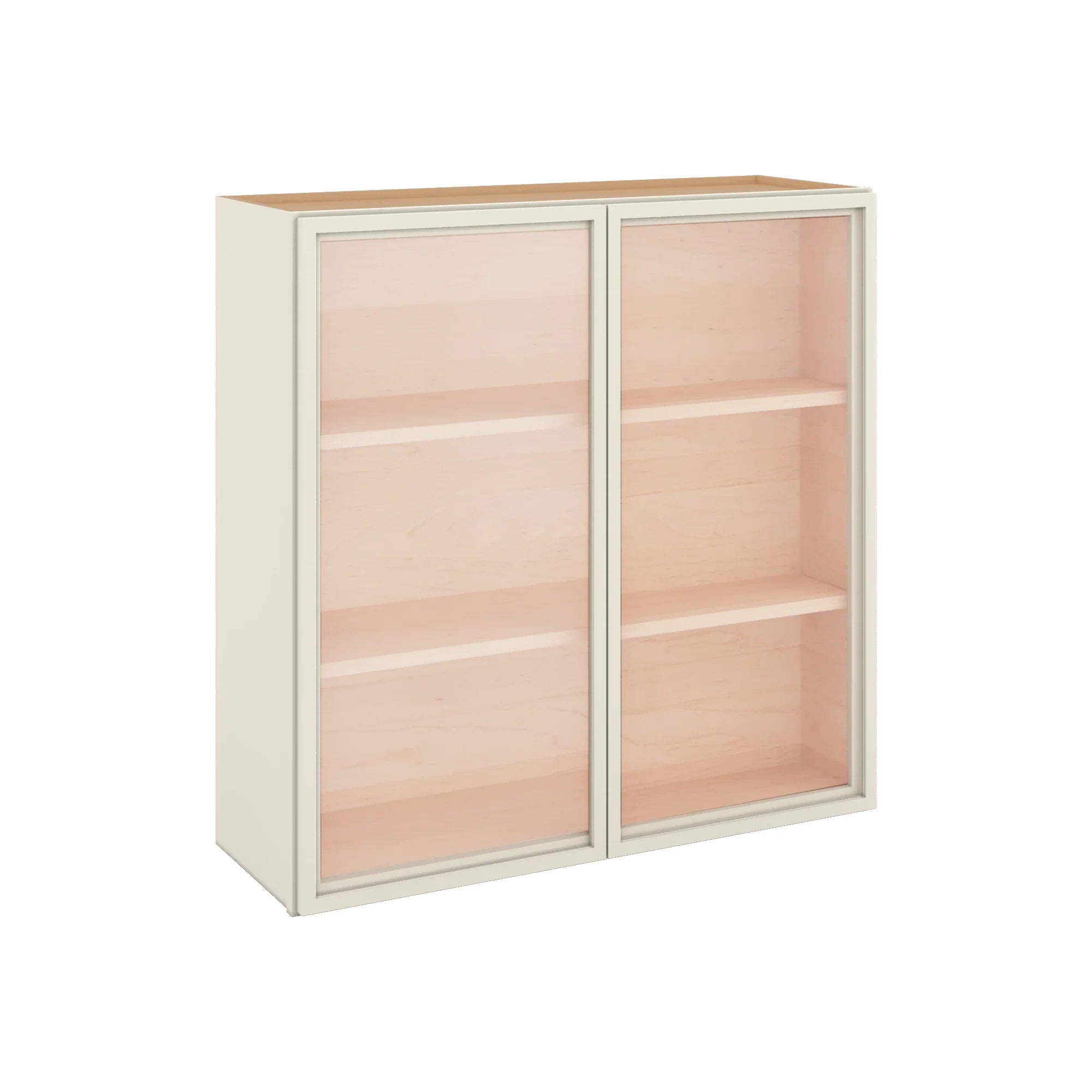 Modernform Cabinet Slim Dove White 36" W X 36" H X 12" D Double Glass Door Wall Cabinet