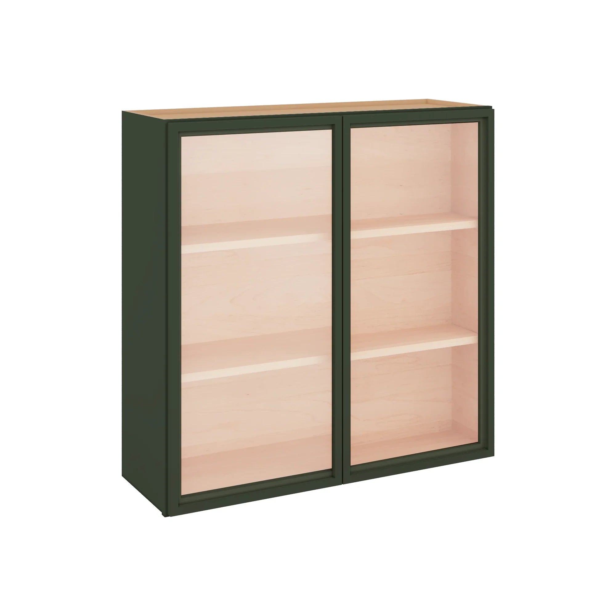 Modernform Cabinet Slim Sage Green 36" W X 36" H X 12" D Double Glass Door Wall Cabinet
