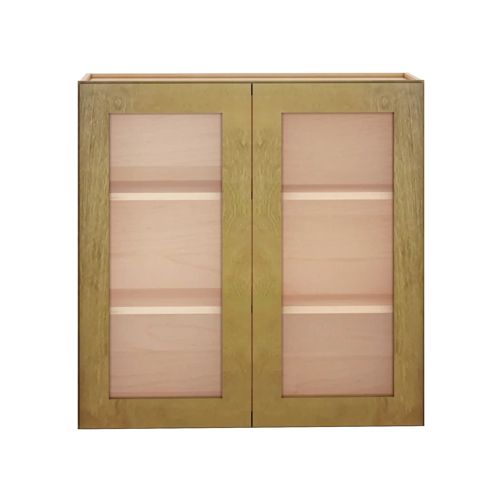 Modernform Cabinet Natural Shaker 36" W X 36" H X 12" D Double Glass Door Wall Cabinet