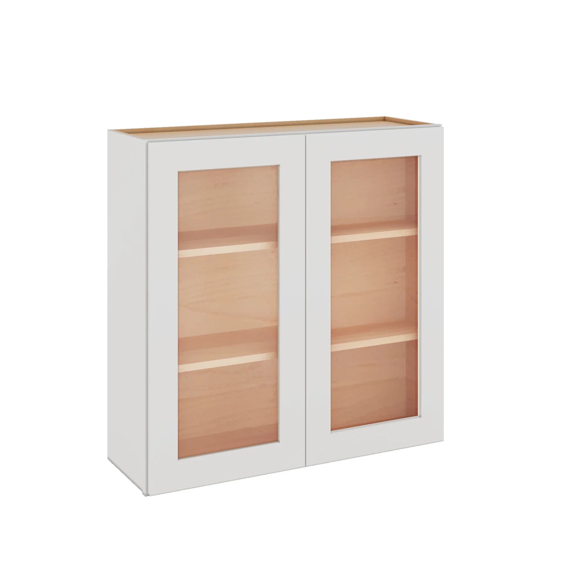 Modernform Cabinet White Shaker 36" W X 36" H X 12" D Double Glass Door Wall Cabinet