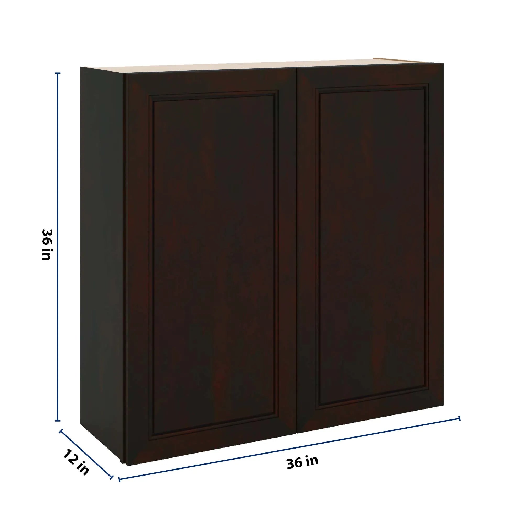 J&K Espresso K8 Double Door Wall Cabinet - 36" W x 36" H