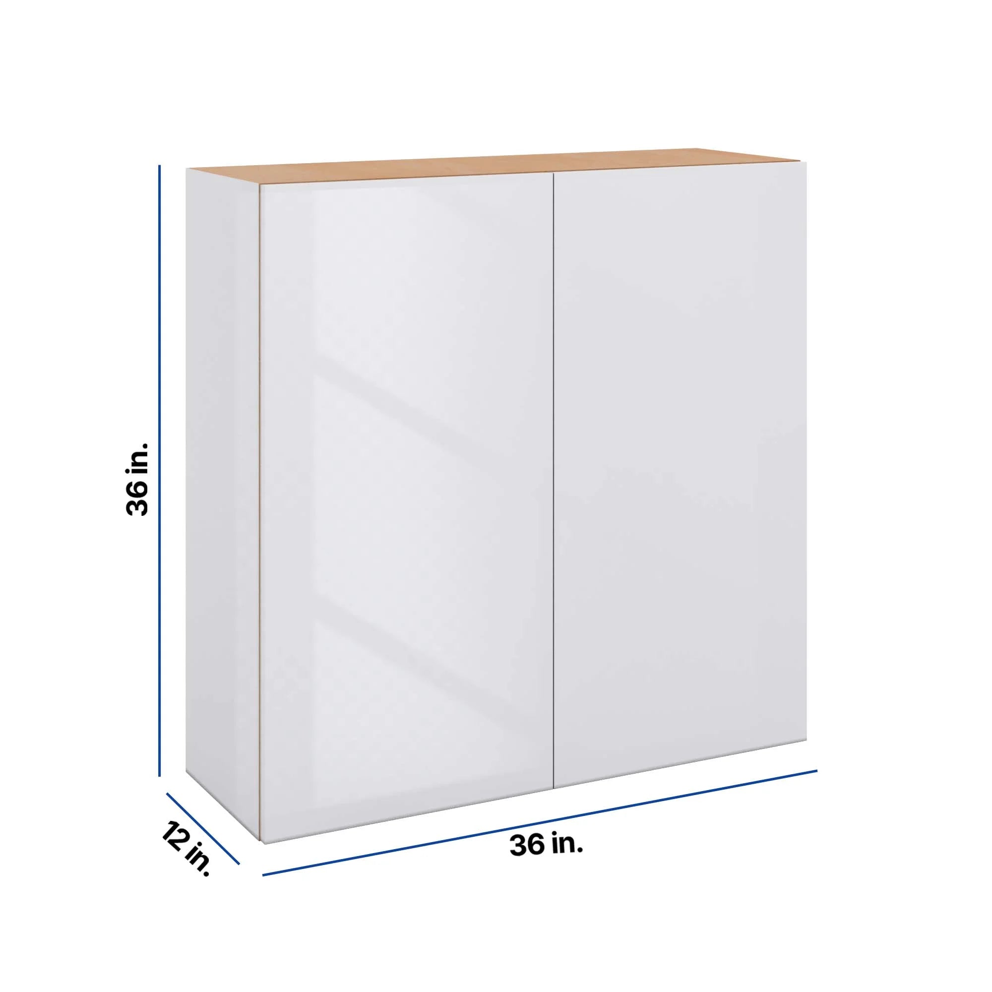 Modernform Cabinet Gloss White 36" W X 36" H X 12" D Double Door Wall Cabinet
