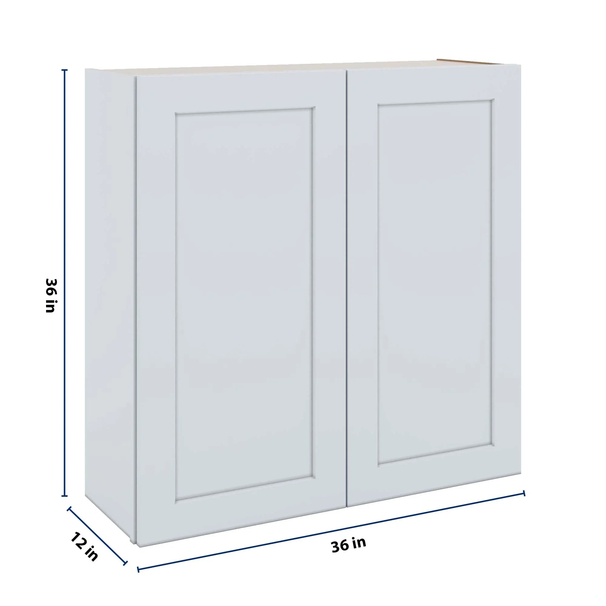 J&K White Shaker S8 Double Door Wall Cabinet - 36" W x 36" H