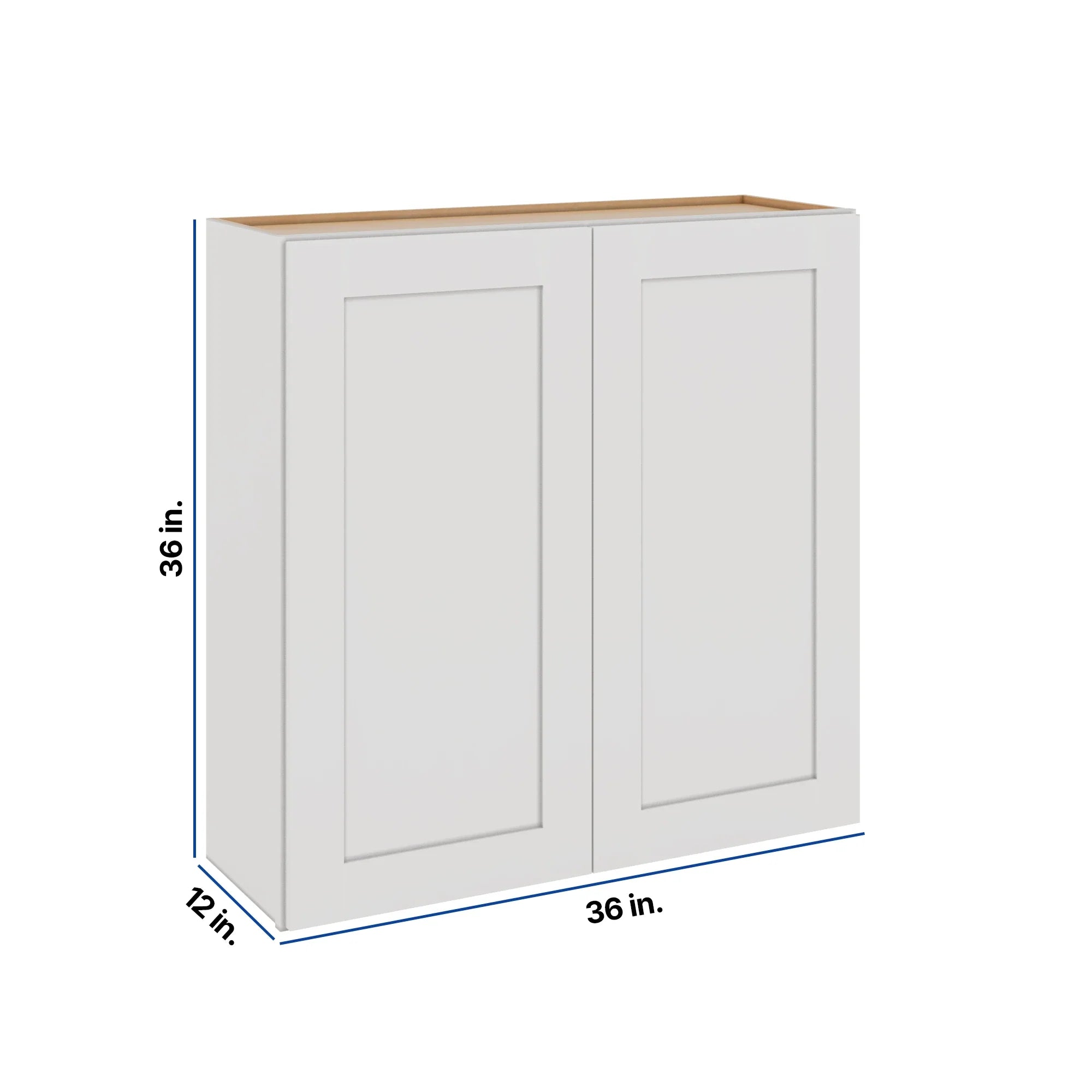 Modernform Cabinet White Shaker 36" W X 36" H X 12" D Double Door Wall Cabinet