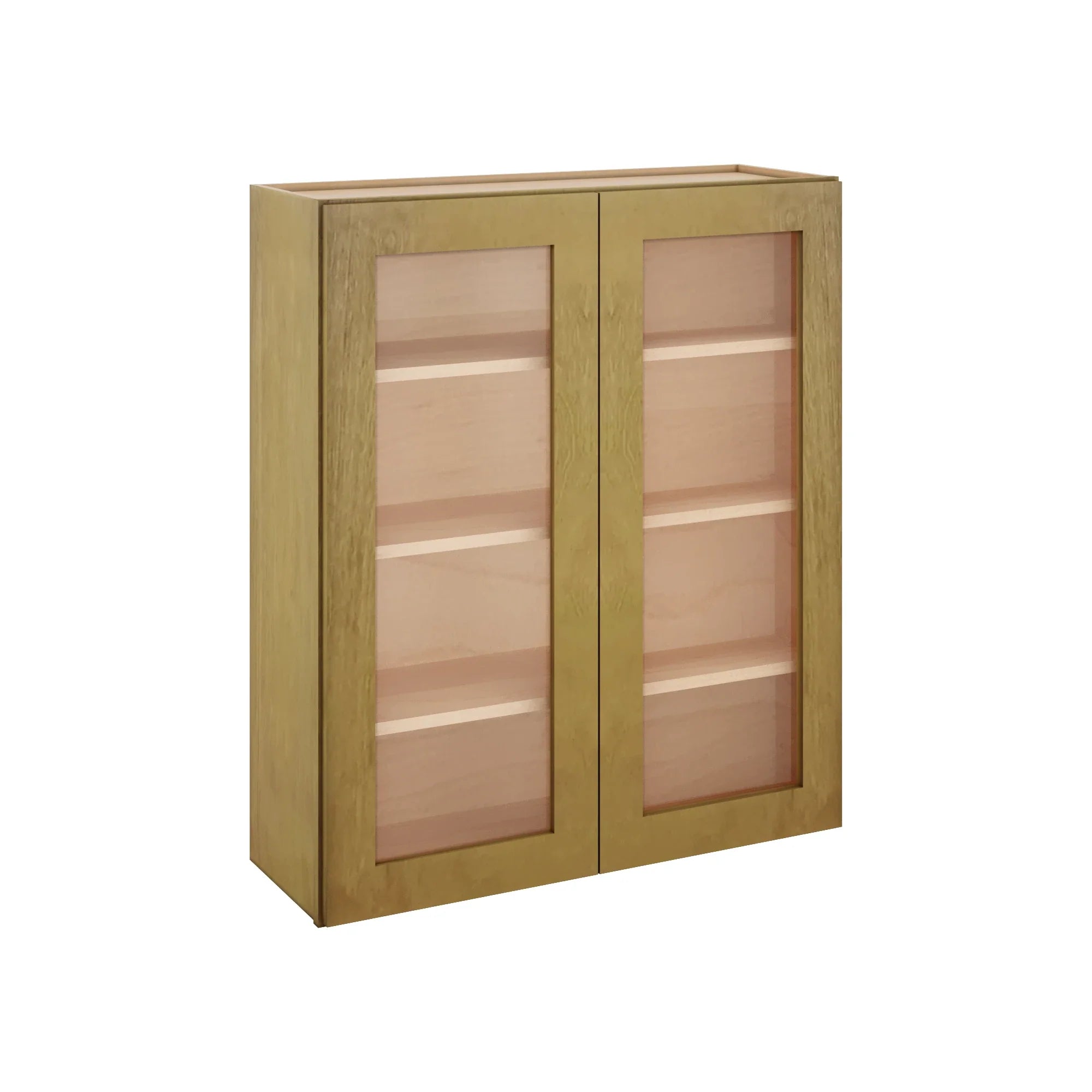Modernform Cabinet Natural Shaker 36" W X 42" H X 12" D Double Glass Door Wall Cabinet