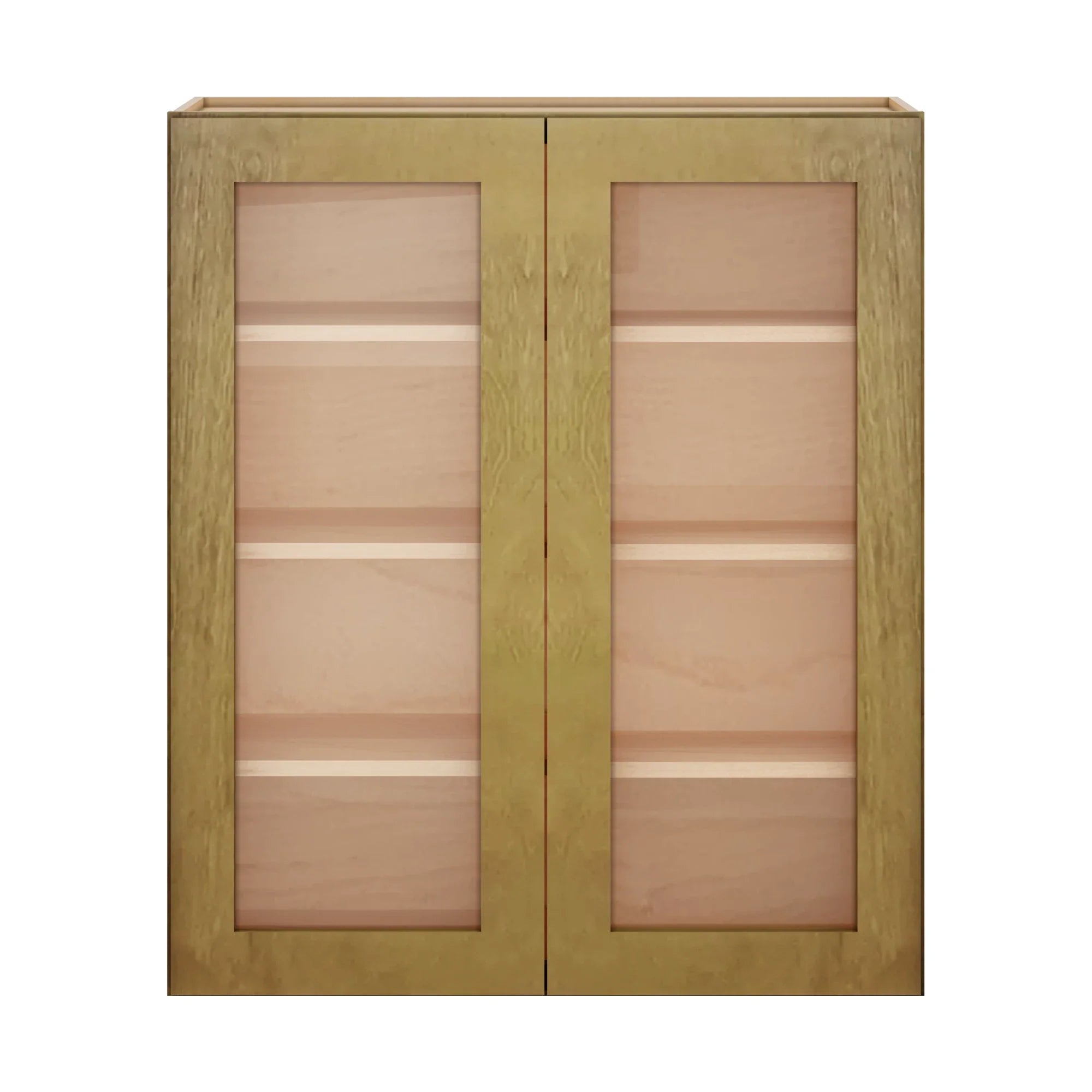 Modernform Cabinet Natural Shaker 36" W X 42" H X 12" D Double Glass Door Wall Cabinet