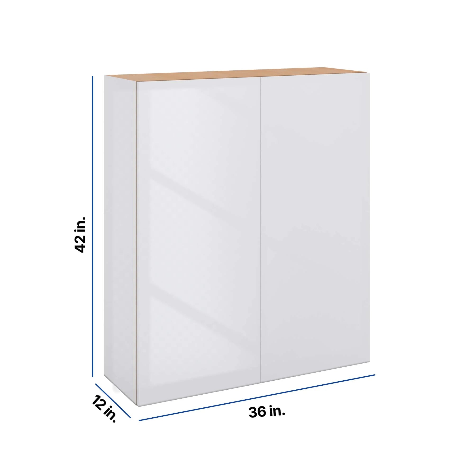Modernform Cabinet Gloss White 36" W X 42" H X 12" D Double Door Wall Cabinet