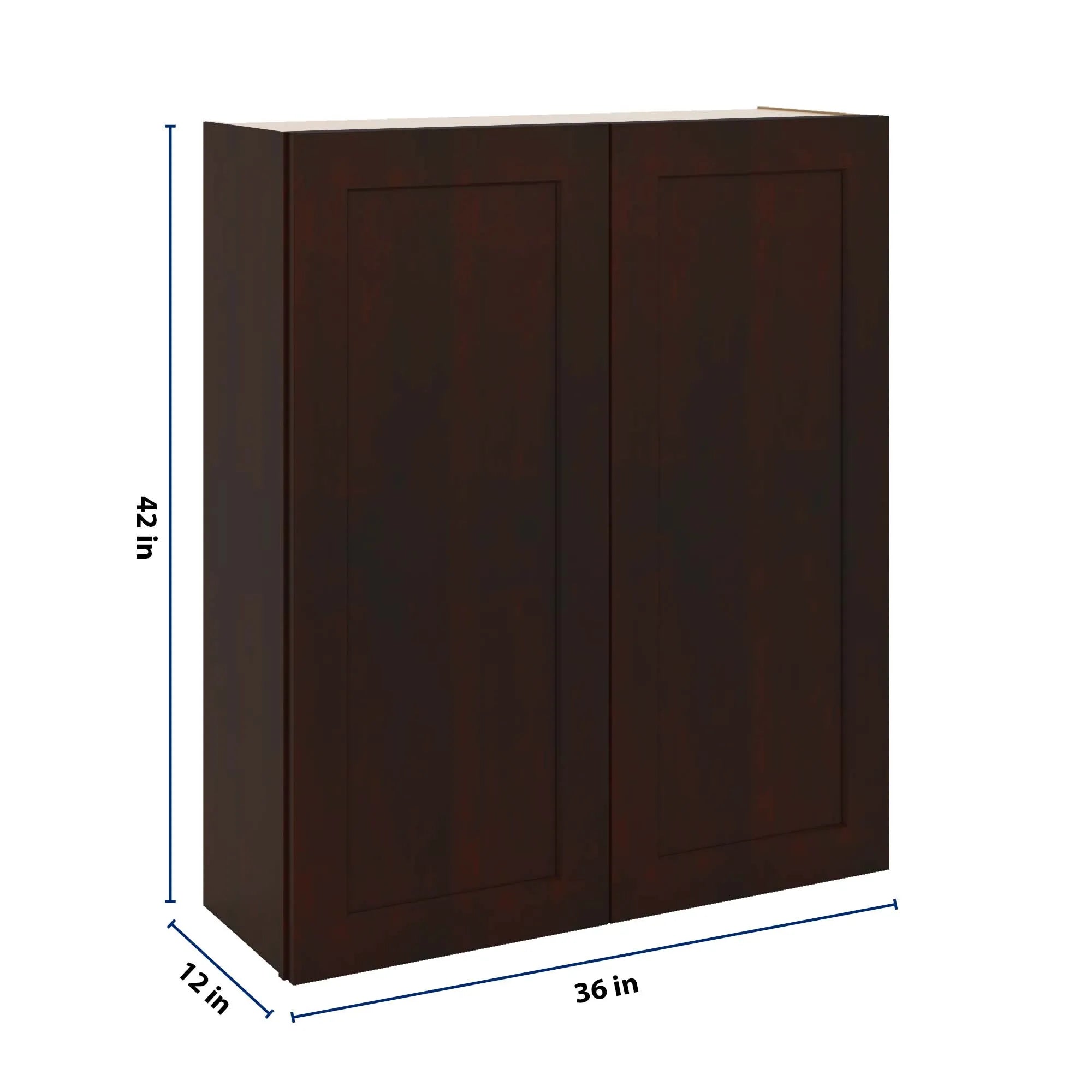 J&K Java Coffee S1 Double Door Wall Cabinet - 36" W x 42" H