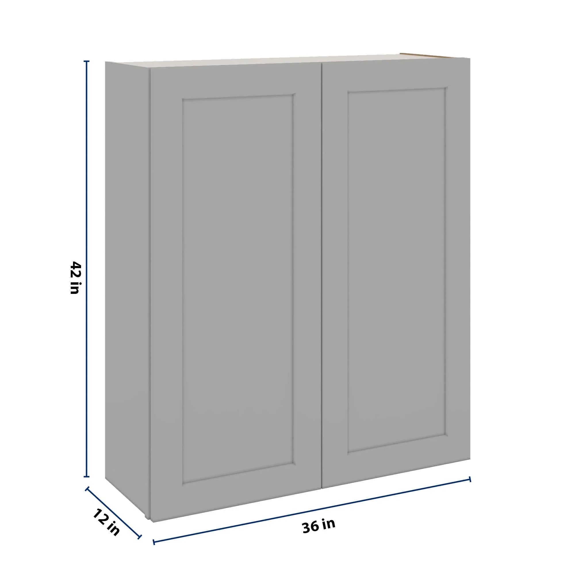 J&K Castle Grey S5 Double Door Wall Cabinet - 36" W x 42" H