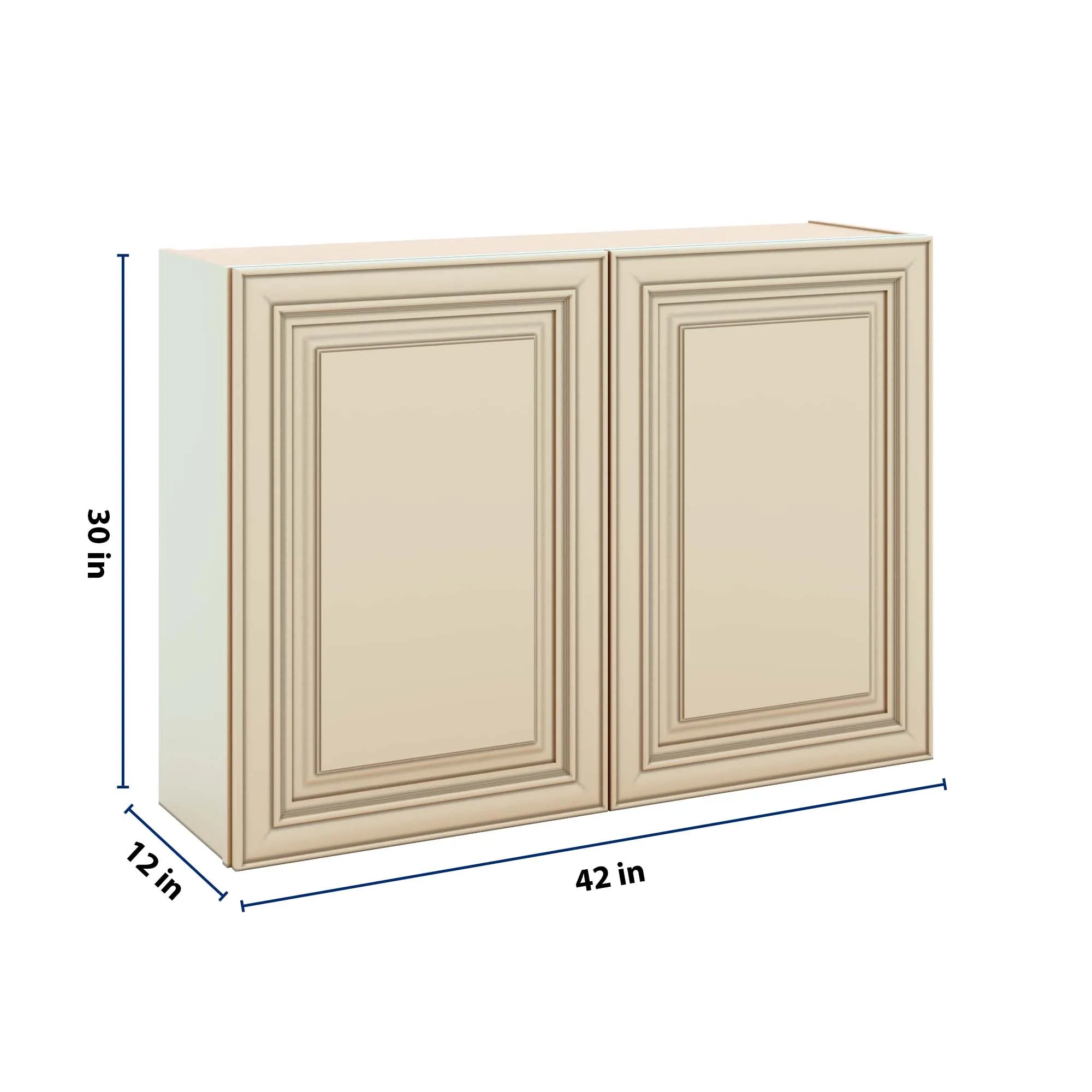 J&K Creme Glazed A7 Double Door Wall Cabinet - 42" W x 30" H