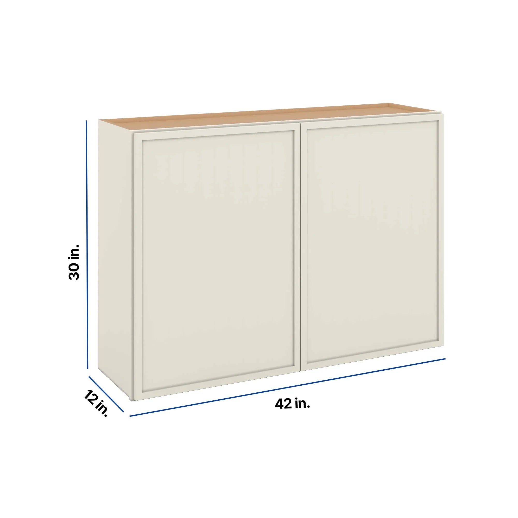 Modernform Cabinet Slim Dove White 42" W X 30" H X 12" D Double Door Wall Cabinet