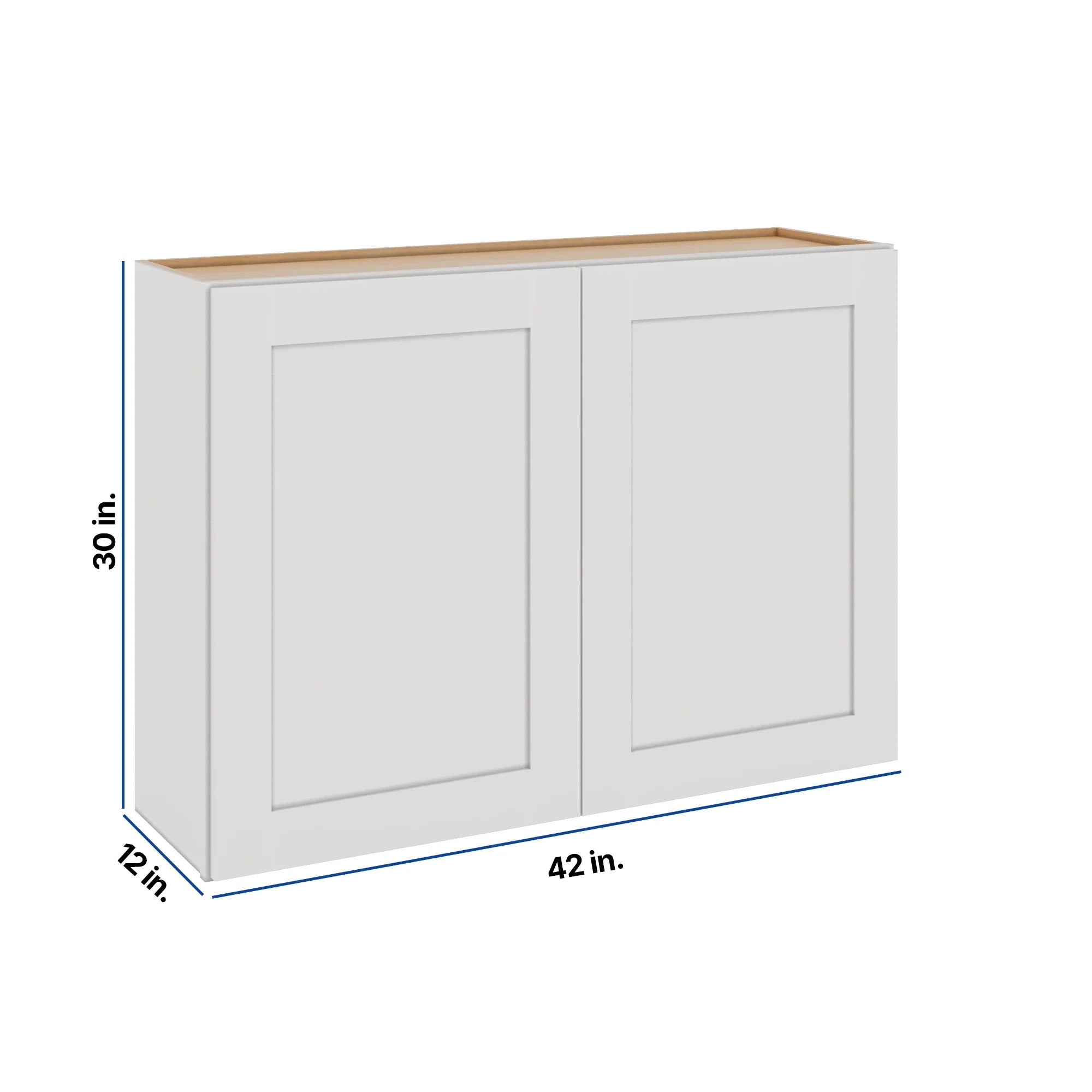 Modernform Cabinet White Shaker 42" W X 30" H X 12" D Double Door Wall Cabinet