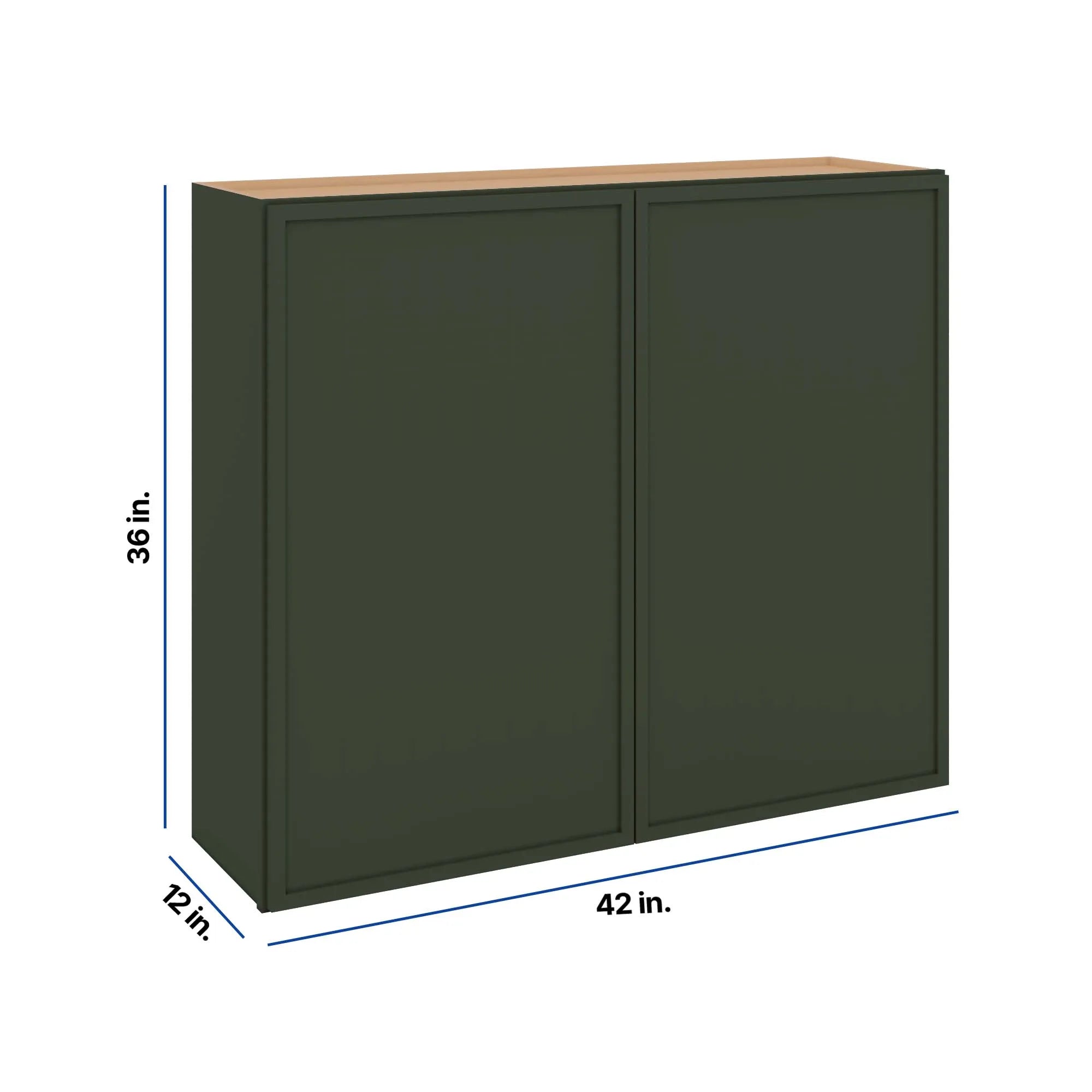 Modernform Cabinet Slim Sage Green 42" W X 36" H X 12" D Double Door Wall Cabinet