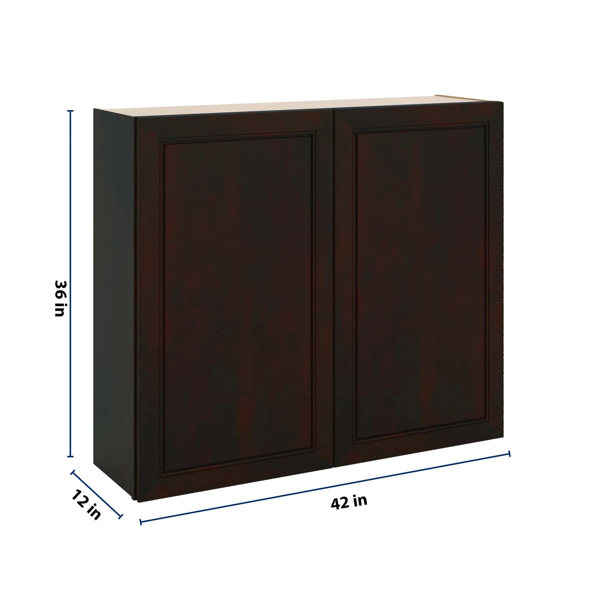 J&K Espresso K8 Double Door Wall Cabinet - 42" W x 36" H